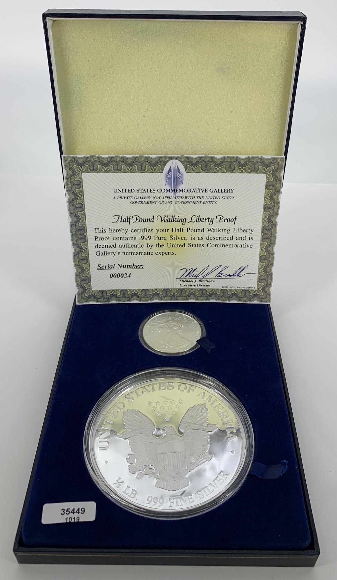 U.S. 1/2 LBS WALKING LIBERTY BULLION COIN WITH 1 OZ. (1 of 10)