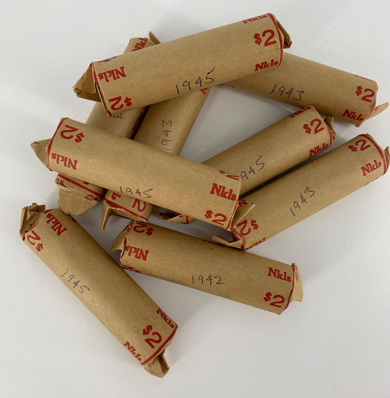 NINE ROLLS OF U.S. WARTIME NICKELS (1 of 1)