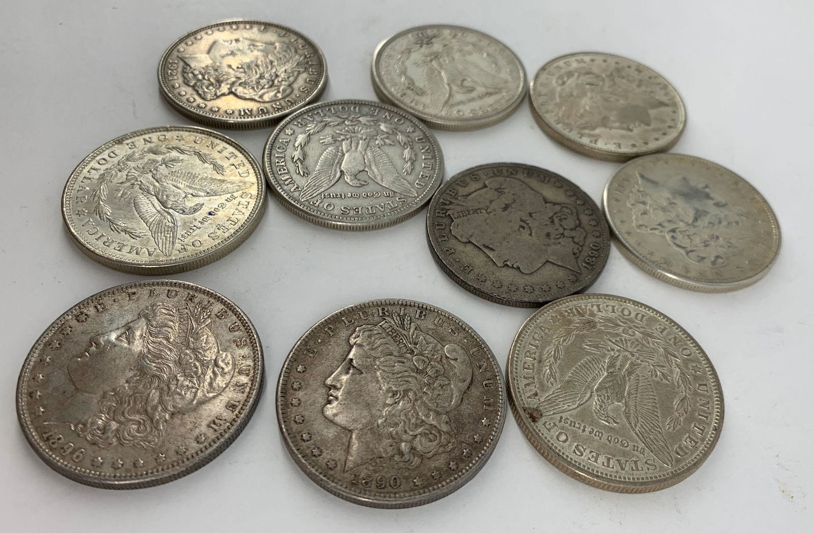 LOT OF TEN U.S. SILVER DOLLAR COINS (1 of 5)
