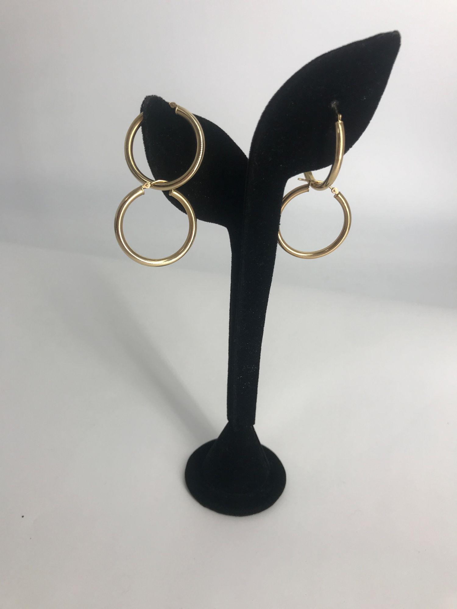 TWO PAIR GOLD HOOP EARRINGS (1 of 3)