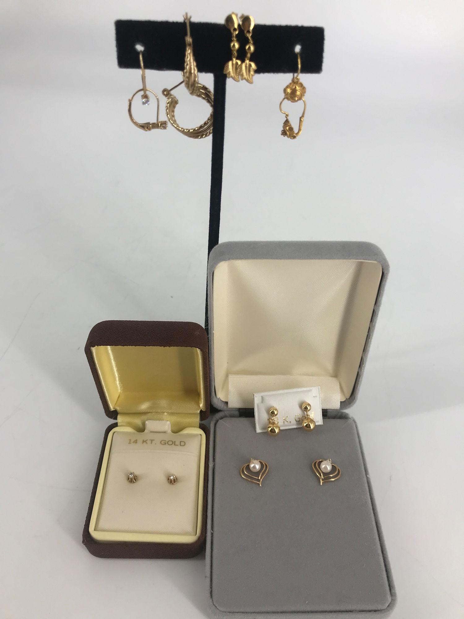 SEVEN PAIRS OF GOLD EARRINGS (1 of 2)