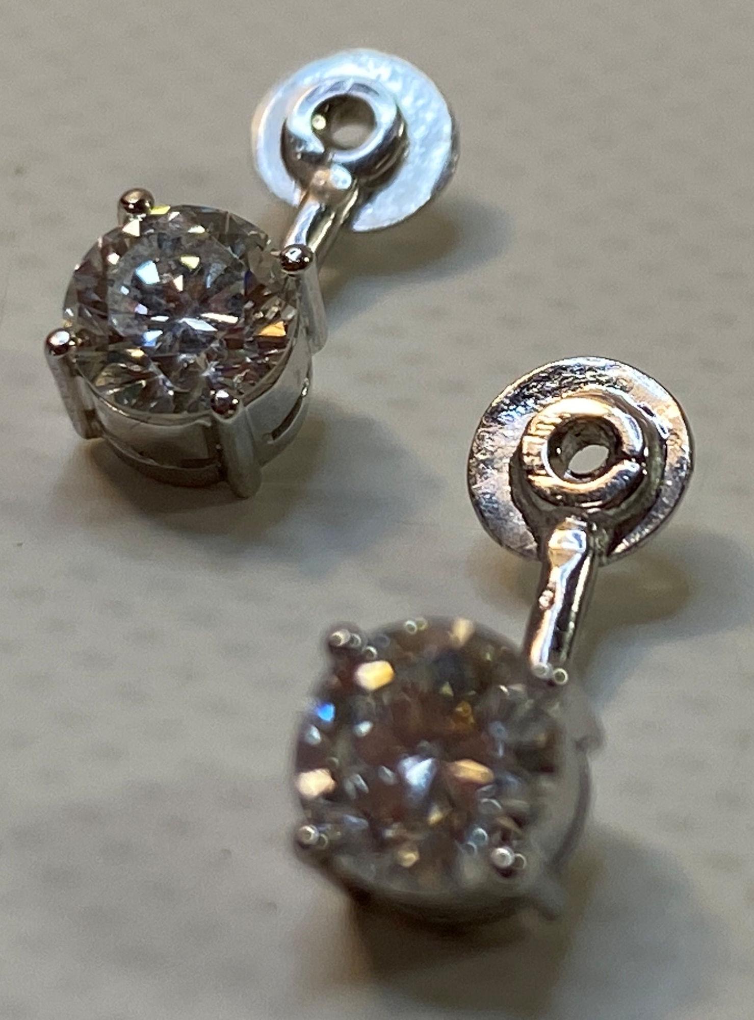 14KT WHITE GOLD AND DIAMOND EARRING JACKETS ~ J SHAPE (1 of 5)