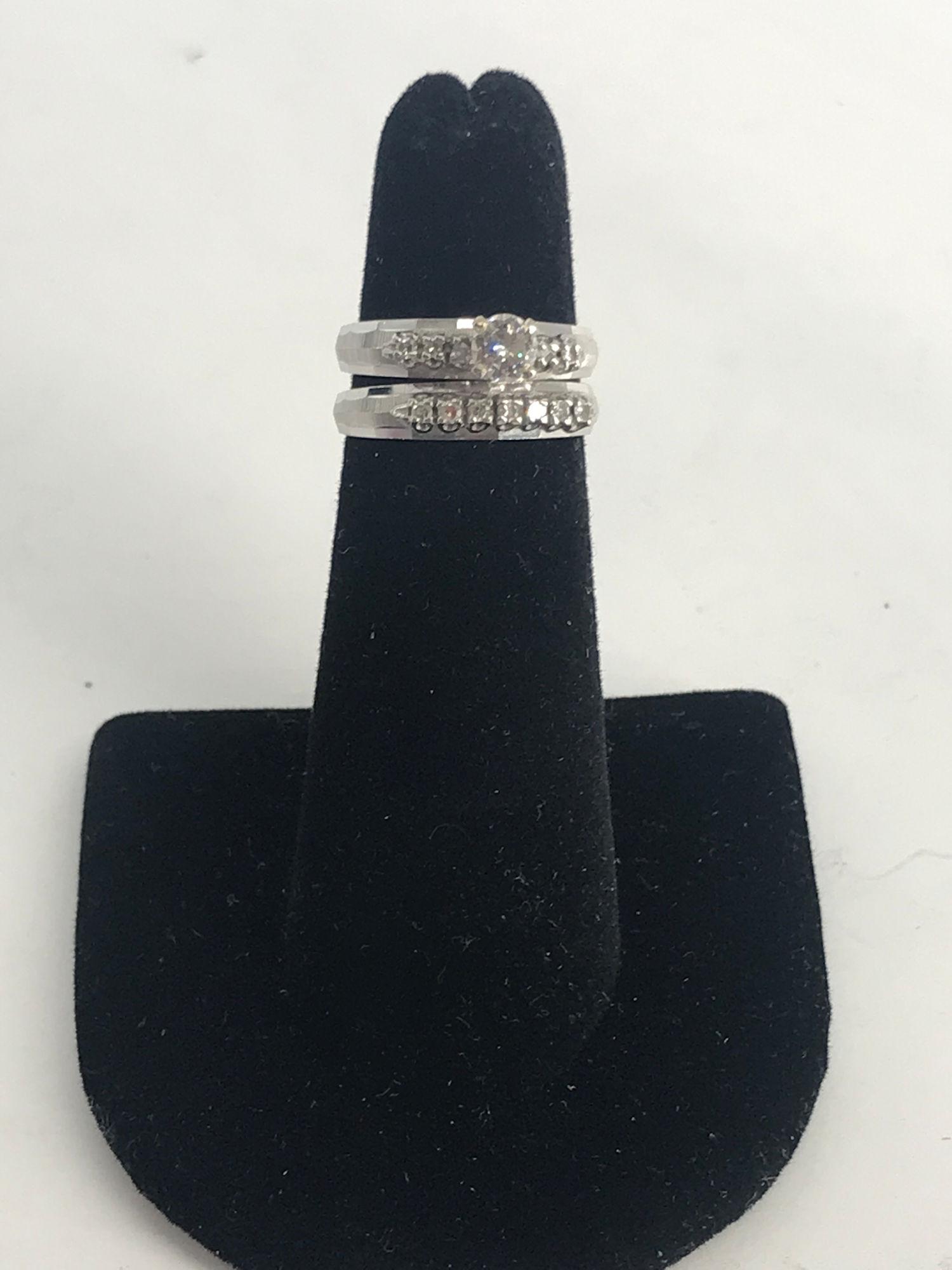VINTAGE 18KT WHITE GOLD WEDDING RING SET (1 of 3)