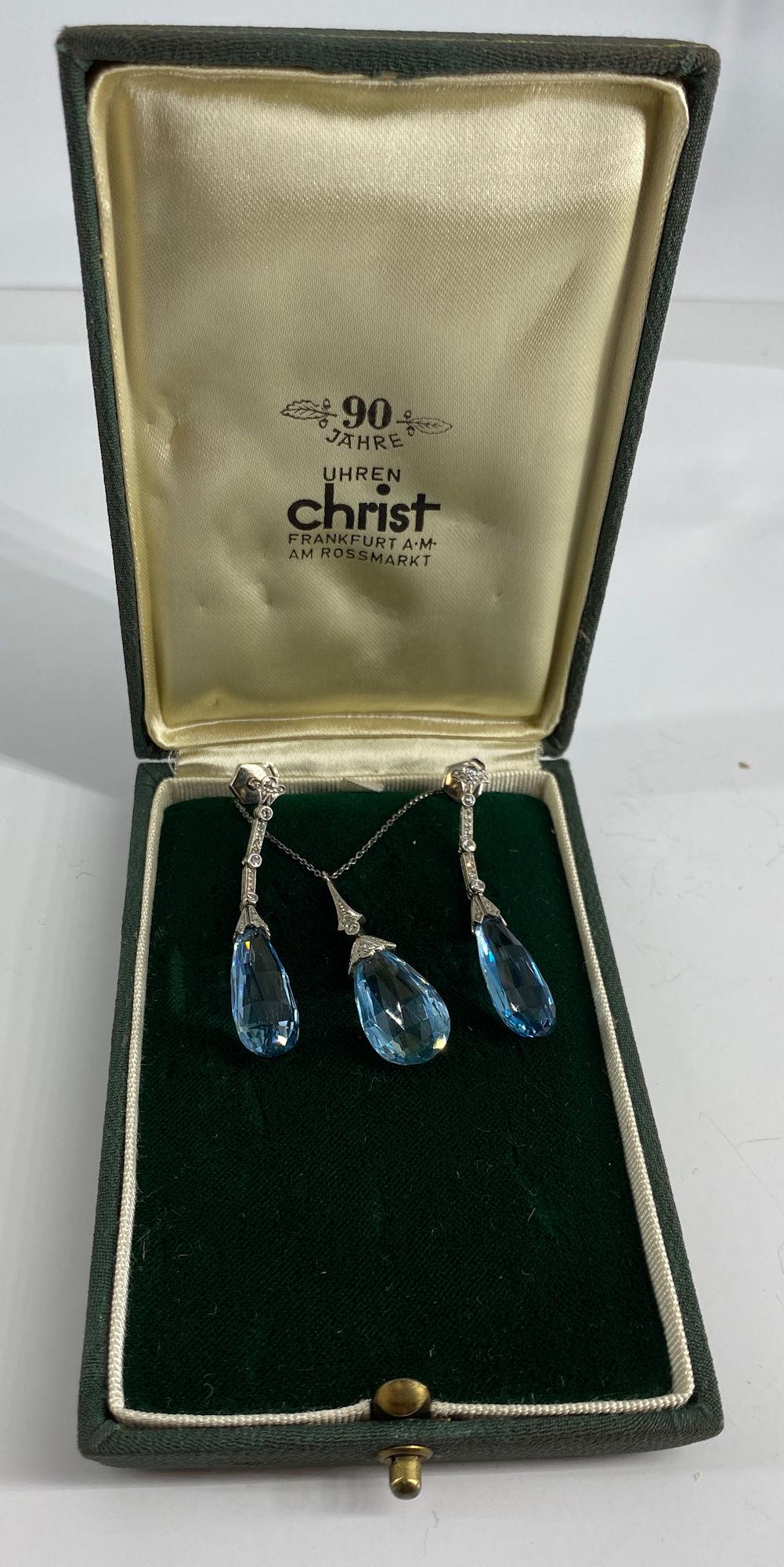 VINTAGE 14KT WHITE GOLD, DIAMOND AND BLUE TOPAZ JEWELRY (1 of 10)