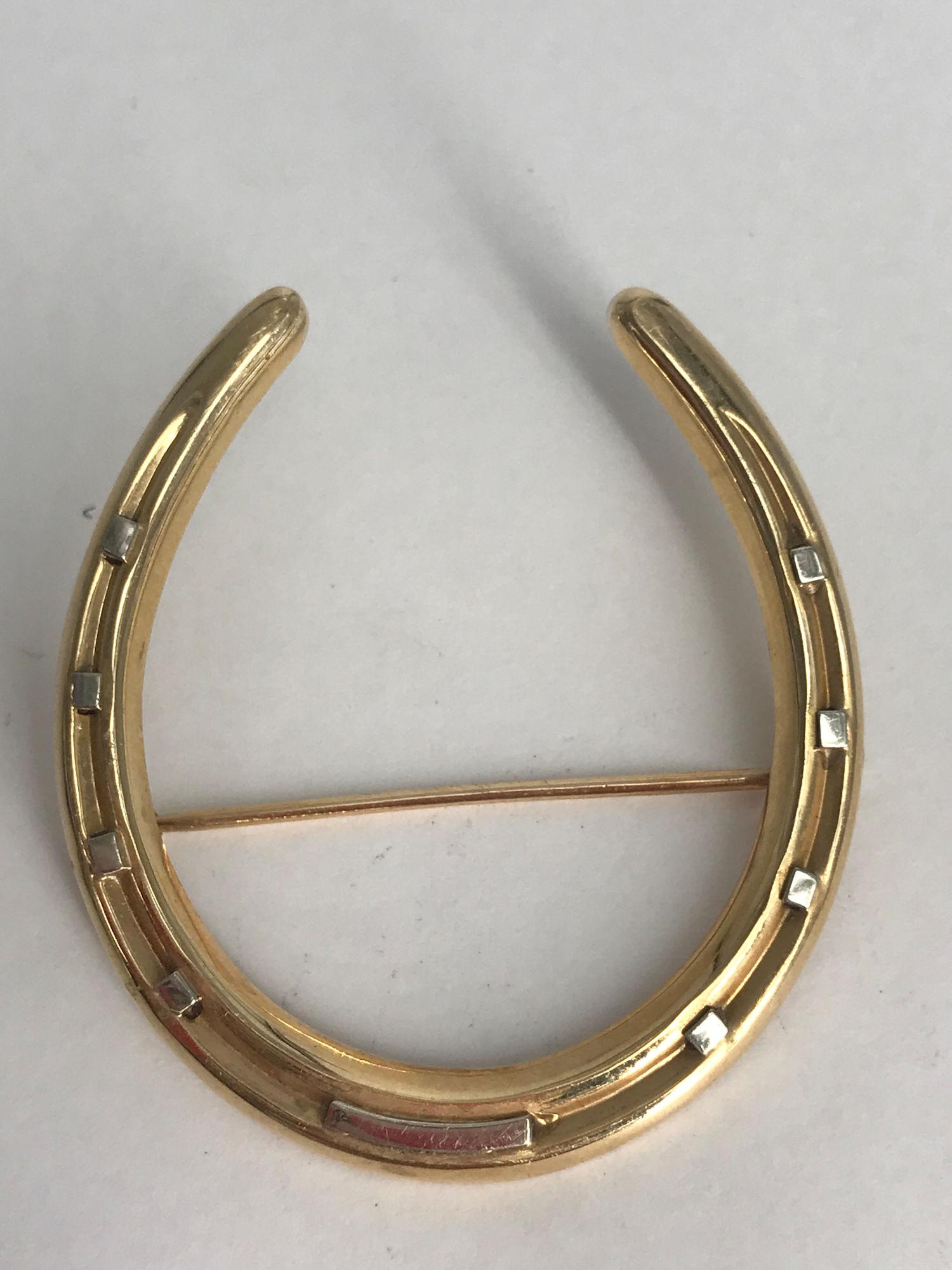 14KT GOLD HORSE SHOE PIN (1 of 2)