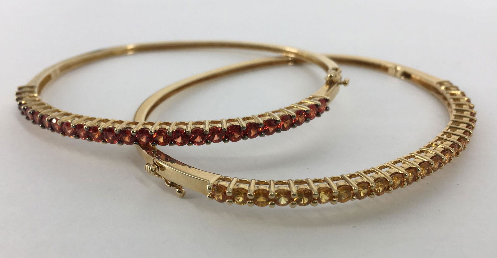 TWO 14KT YELLOW GOLD BRACELETS WITH GEMSTONES (1 of 3)