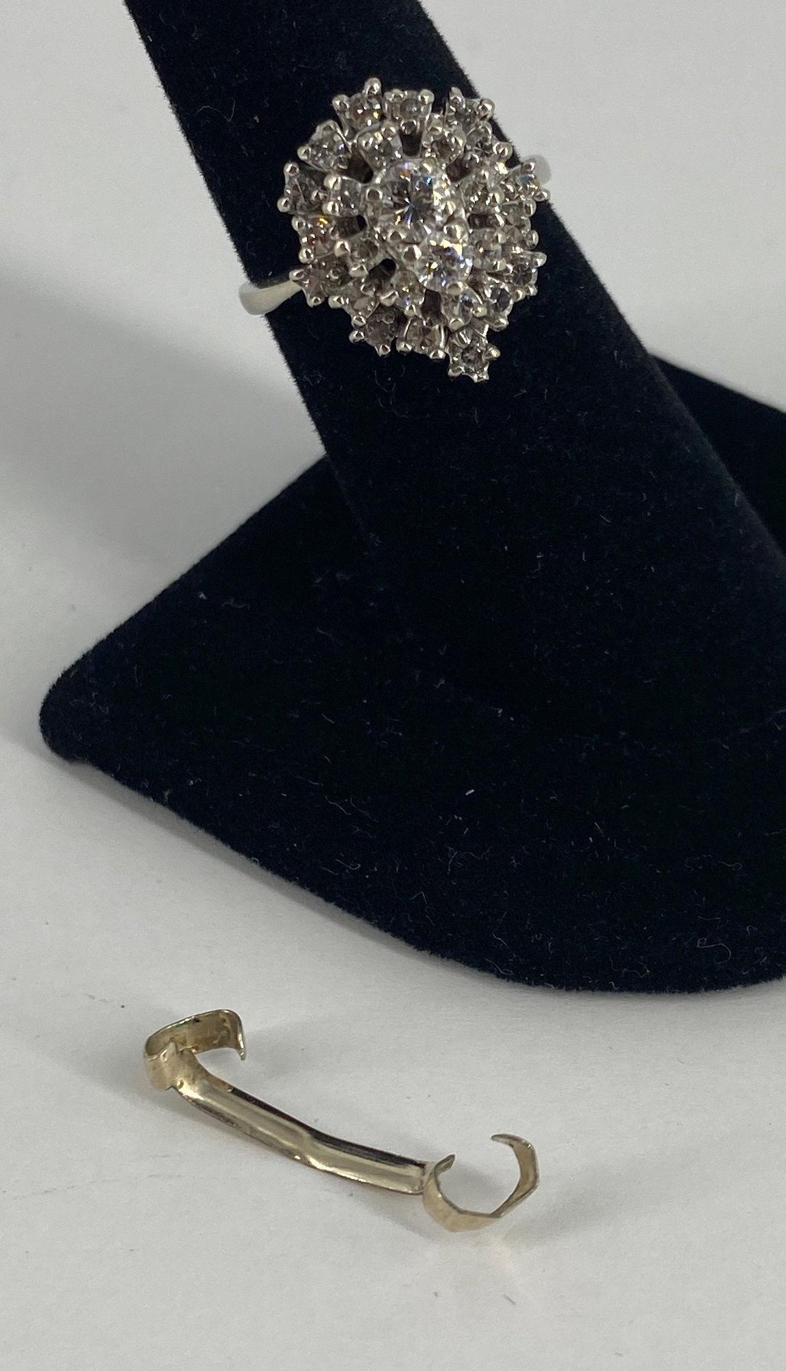 14KT WHITE GOLD DIAMOND WATERFALL STYLE RING ~ SIZE 7, (1 of 11)