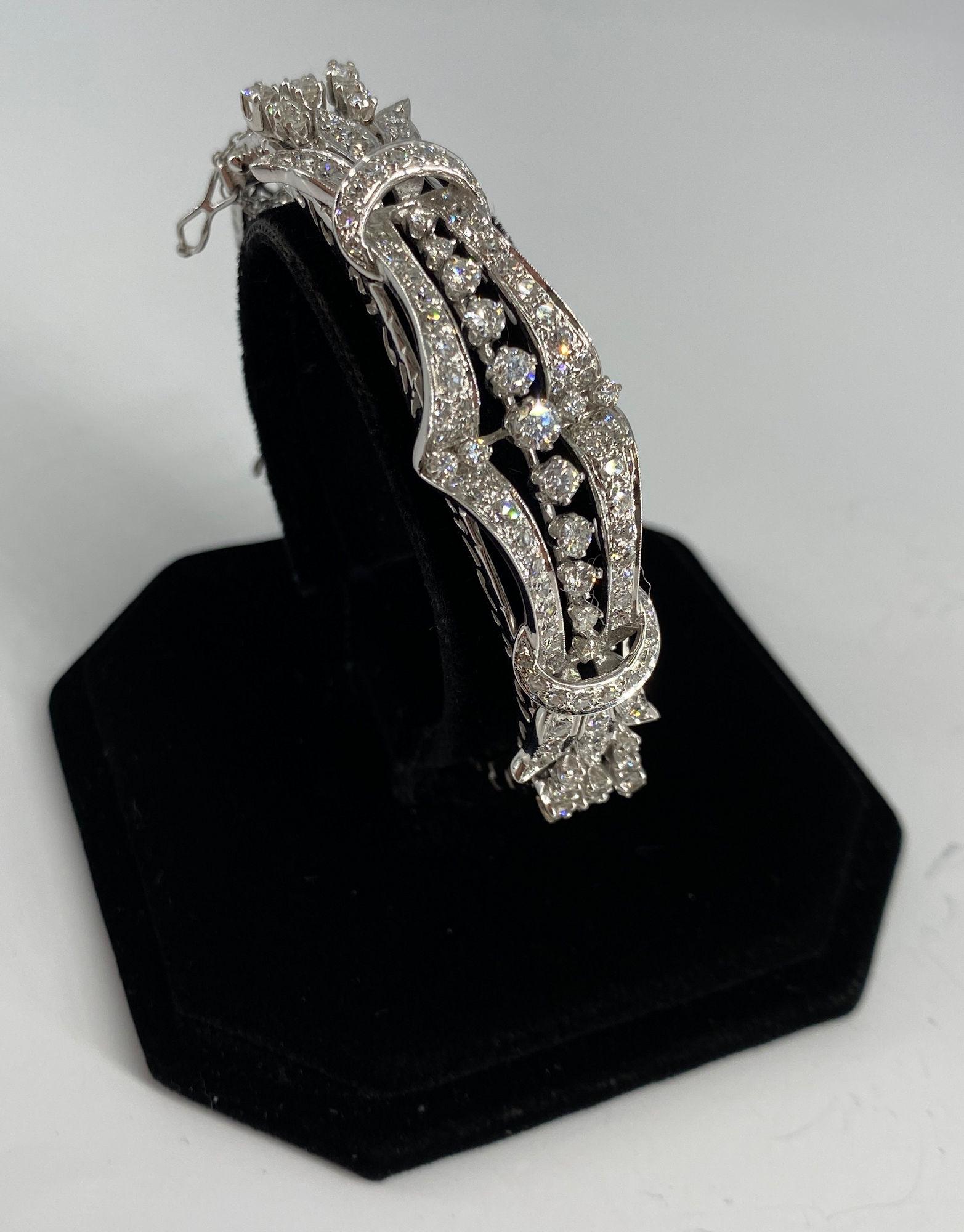 VINTAGE 14KT WHITE GOLD AND DIAMOND BANGLE (1 of 20)