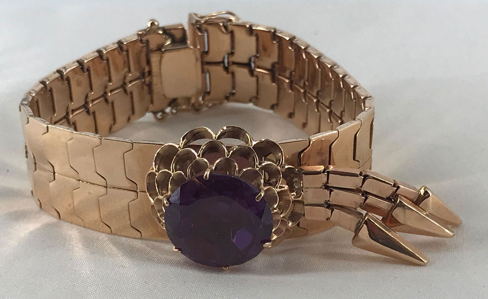 VINTAGE DESIGNER 14KT ROSE GOLD BRACELET WITH GEMSTONE (1 of 5)