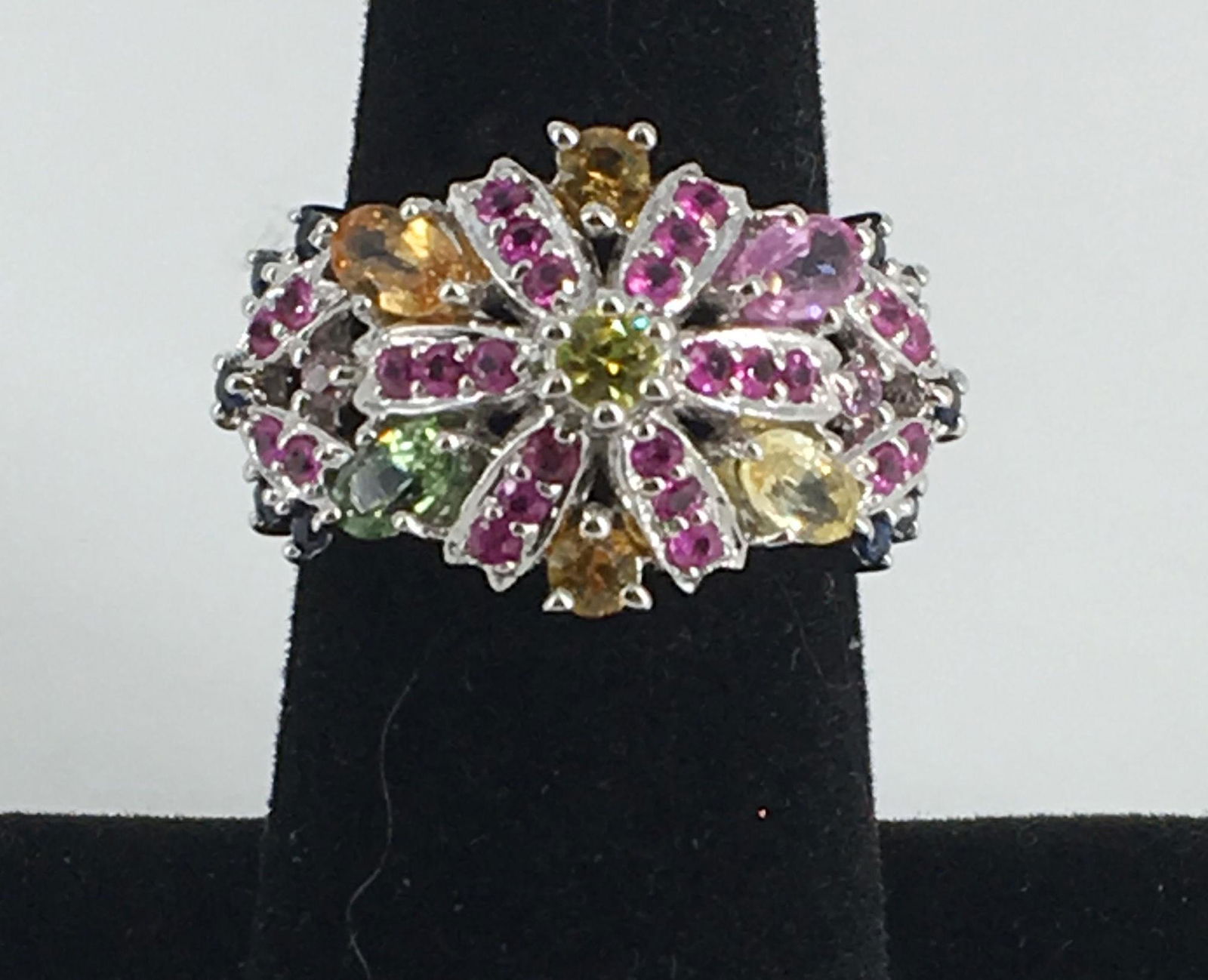 14KT WHITE GOLD AND GEMSTONE COCKTAIL RING (1 of 4)