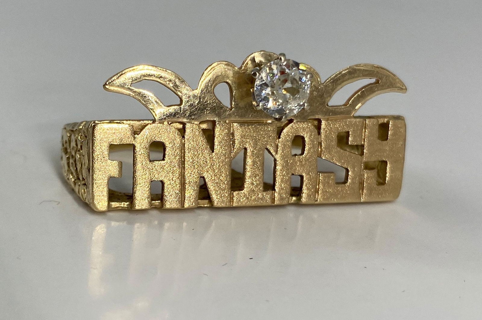 DOUBLE SHANK RING WITH DIAMOND ACCENT ~ 10KT YELLOW (1 of 11)