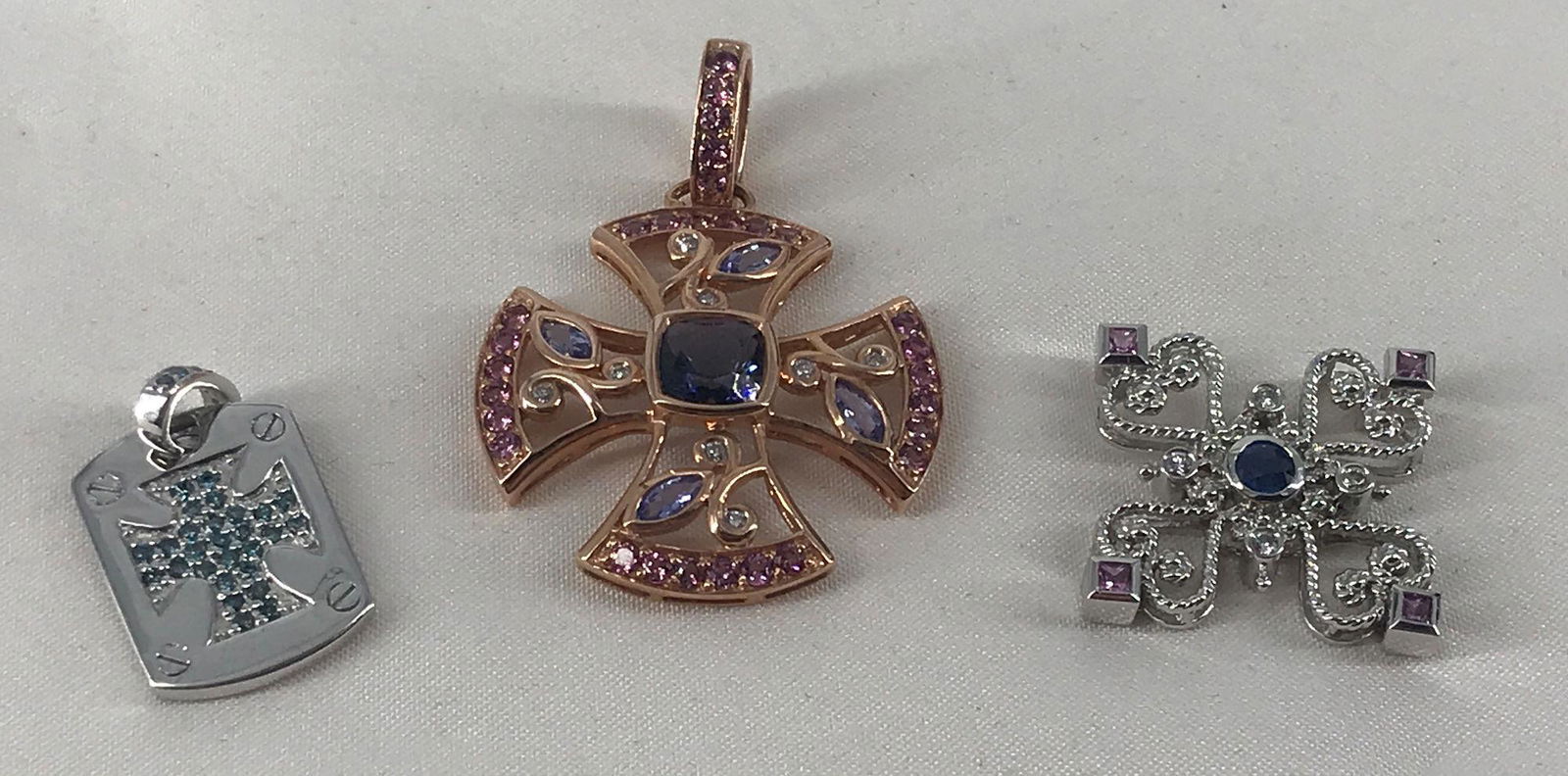 THREE 14KT GOLD AND GEMSTONE PENDANTS (1 of 4)