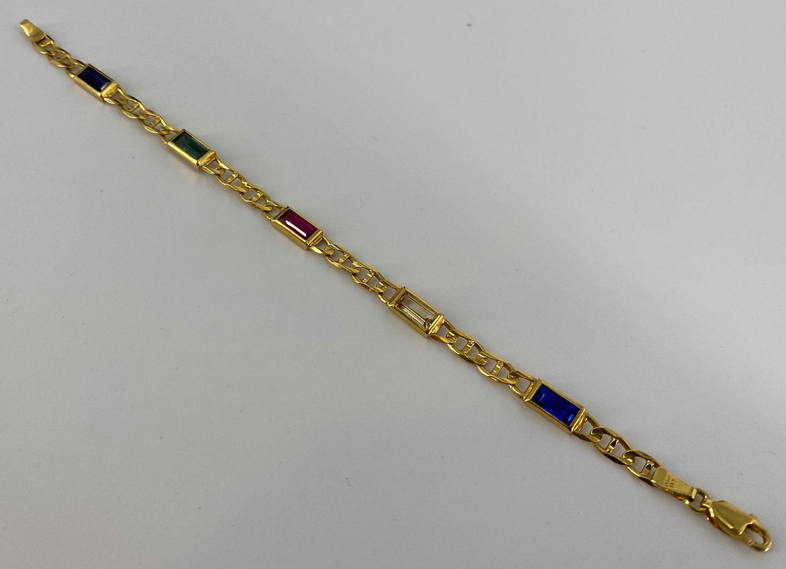 14KT YELLOW GOLD AND GEMSTONE BRACELET (1 of 5)