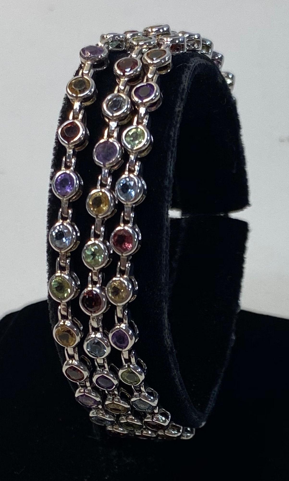 STERLING SILVER AND GEMSTONE BRACELET (1 of 5)