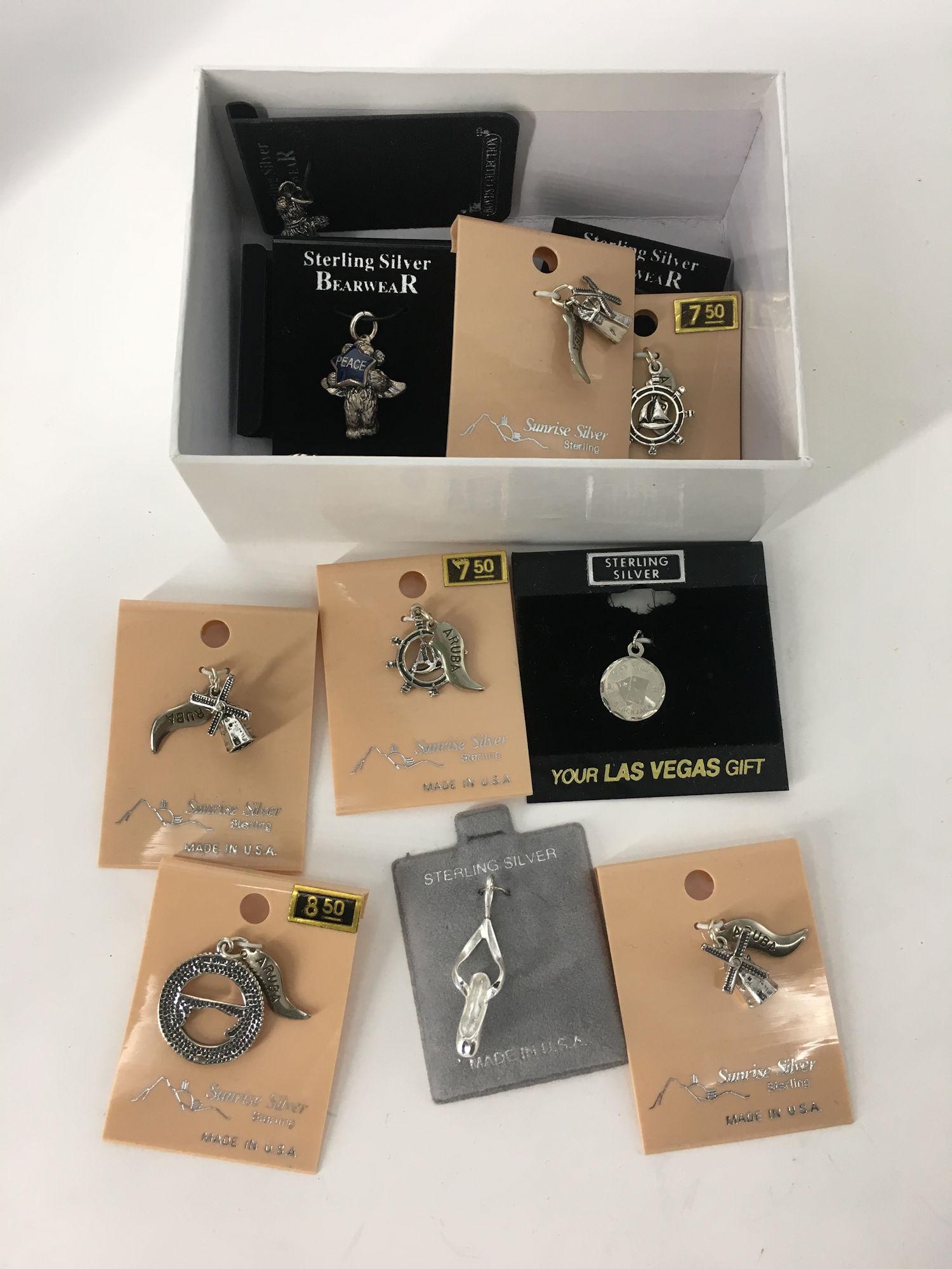 LOT OF STERLING SILVER AND SILVER TONE CHARMS (1 of 3)