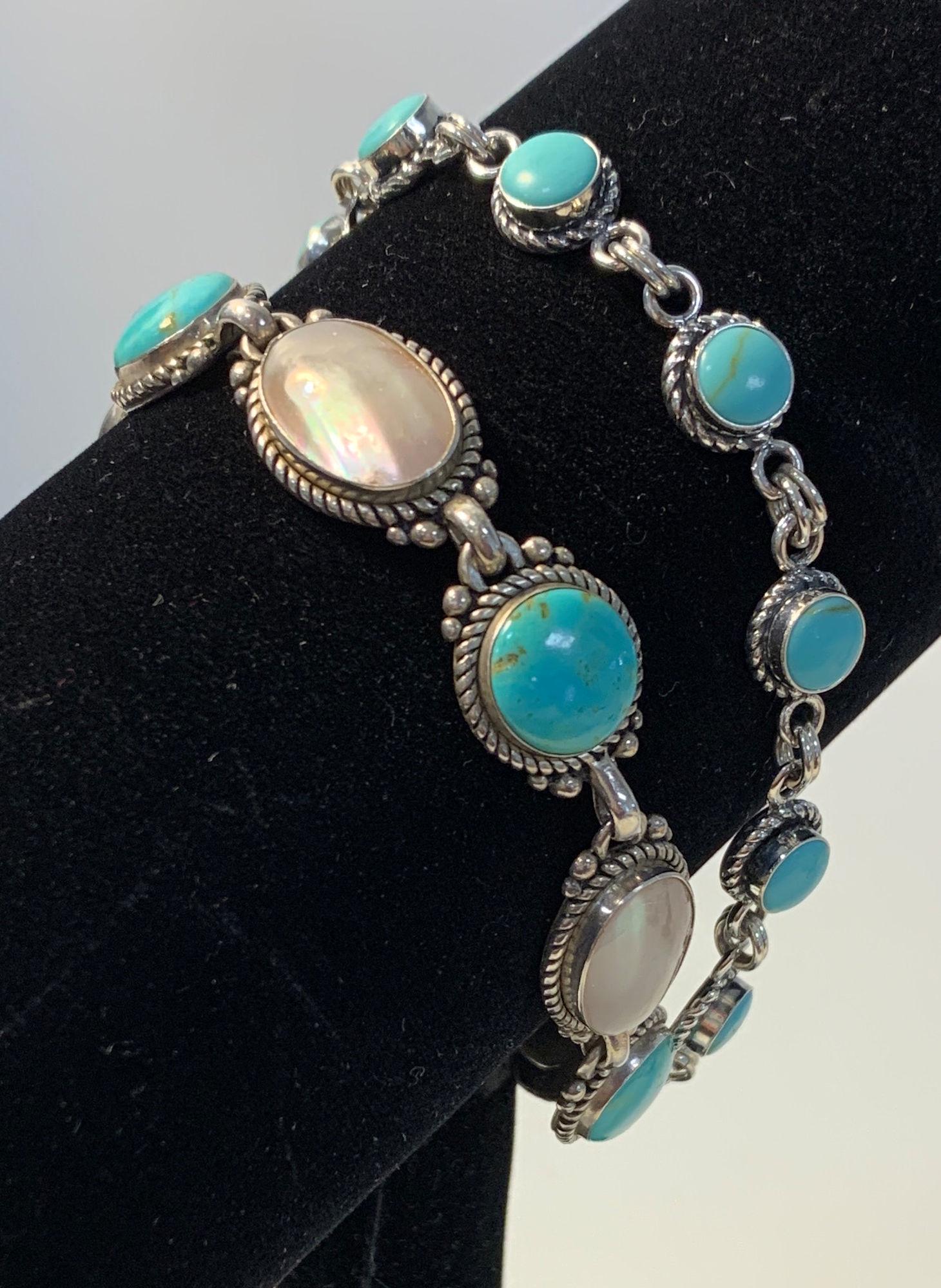 TWO STERLING SILVER SOUTHWESTERN STYLE BRACELETS (1 of 4)