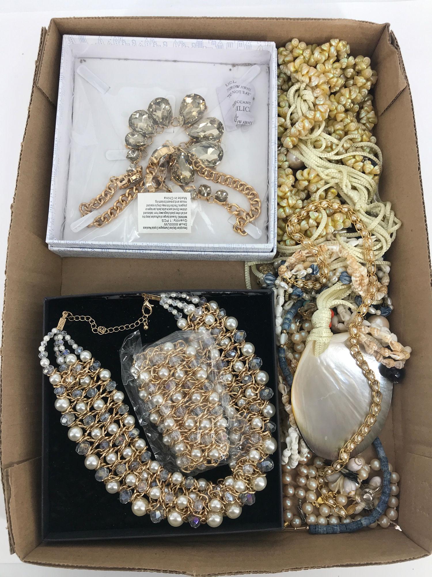 BOX LOT OCEANIC FAUX PEARL AND CRYSTAL ASSORTED FASHION (1 of 5)