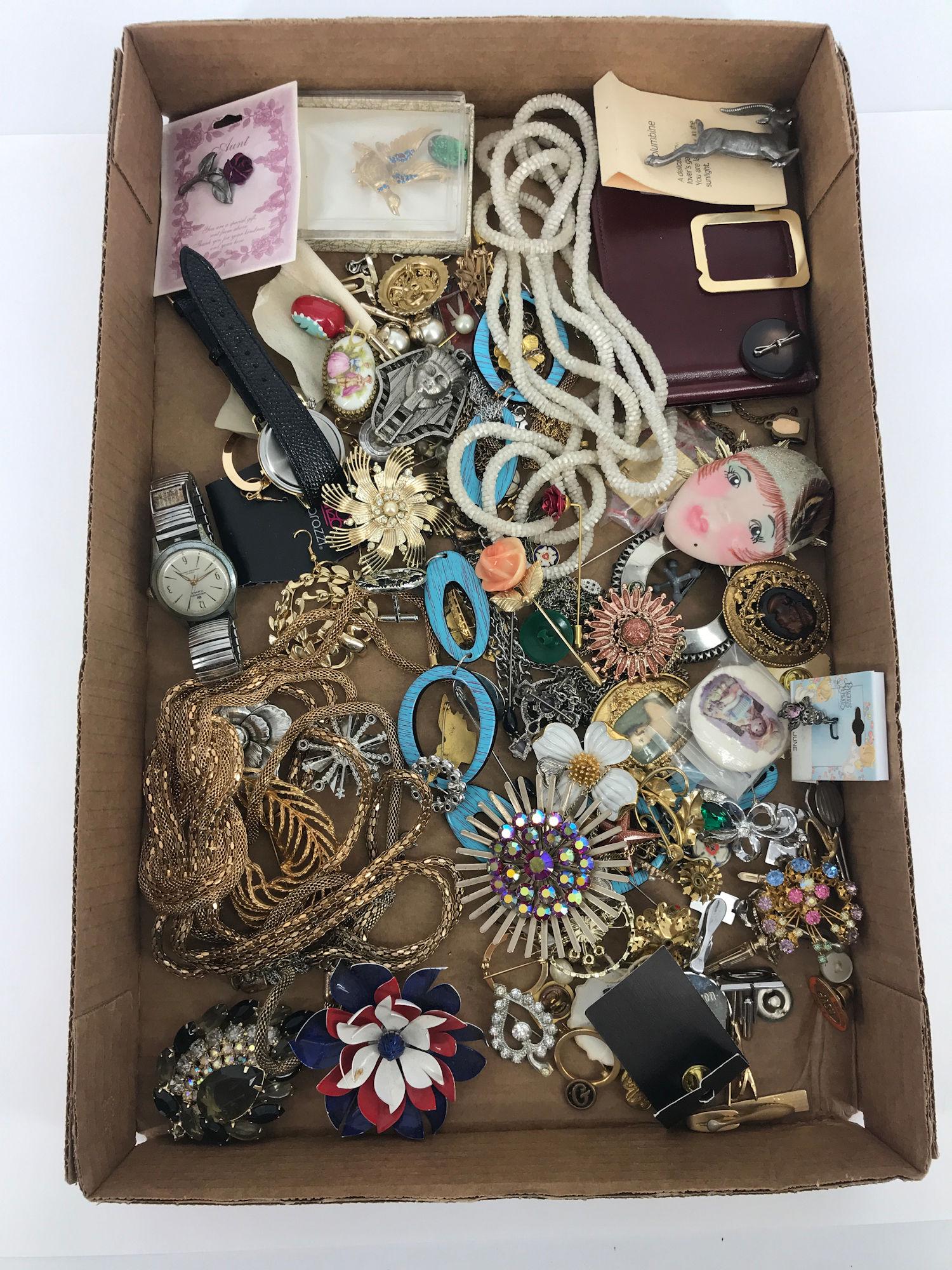 BOX LOT VINTAGE TO MODERN FASHION JEWELRY AND (1 of 5)