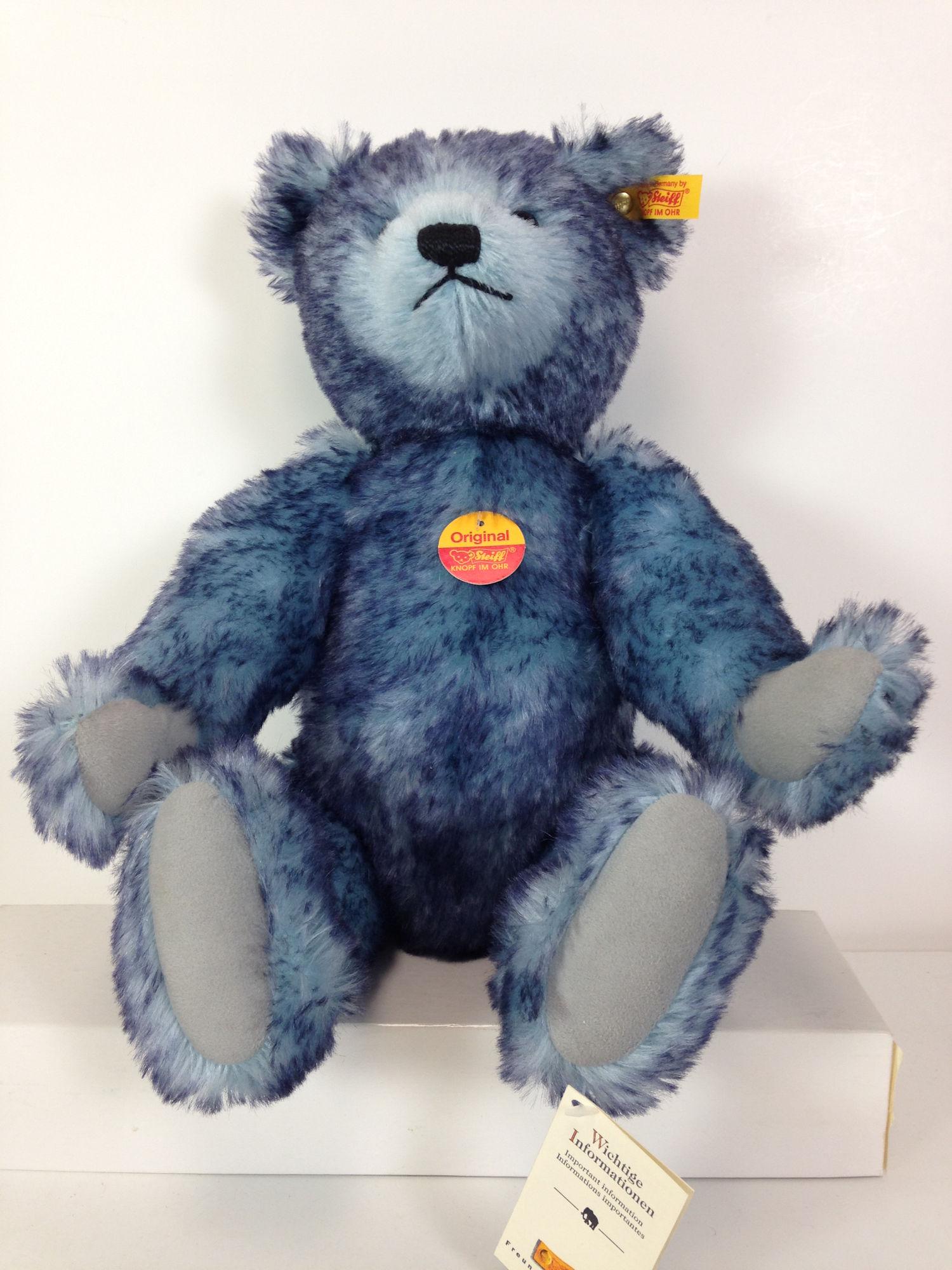 15" STEIFF ORIGINAL TEDDY BEAR. LIGHT BLUE MOHAIR (1 of 1)