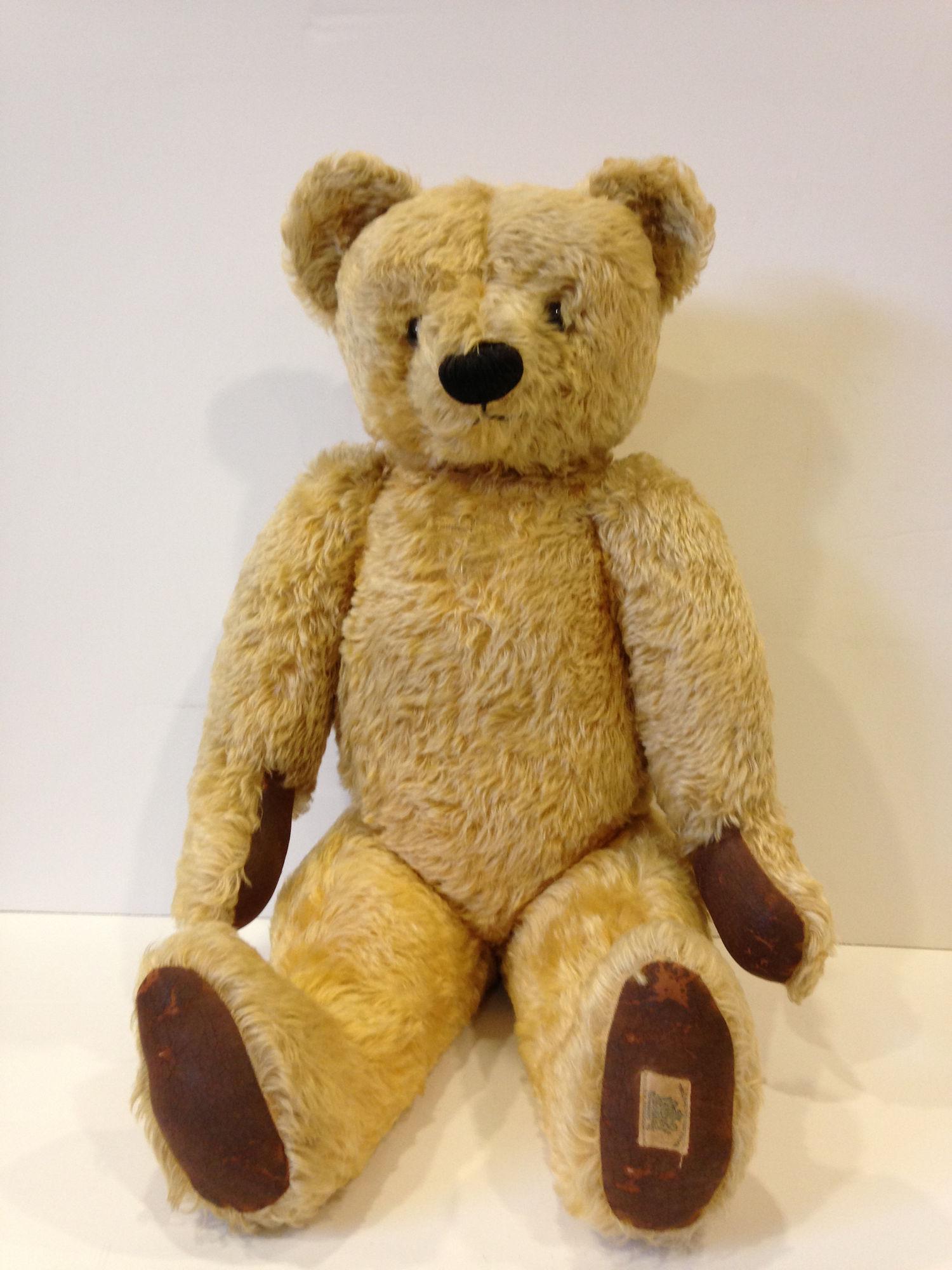 29" CIRCA 1955 CHAD VALLEY TEDDY BEAR. GOLD MOHAIR, (1 of 3)