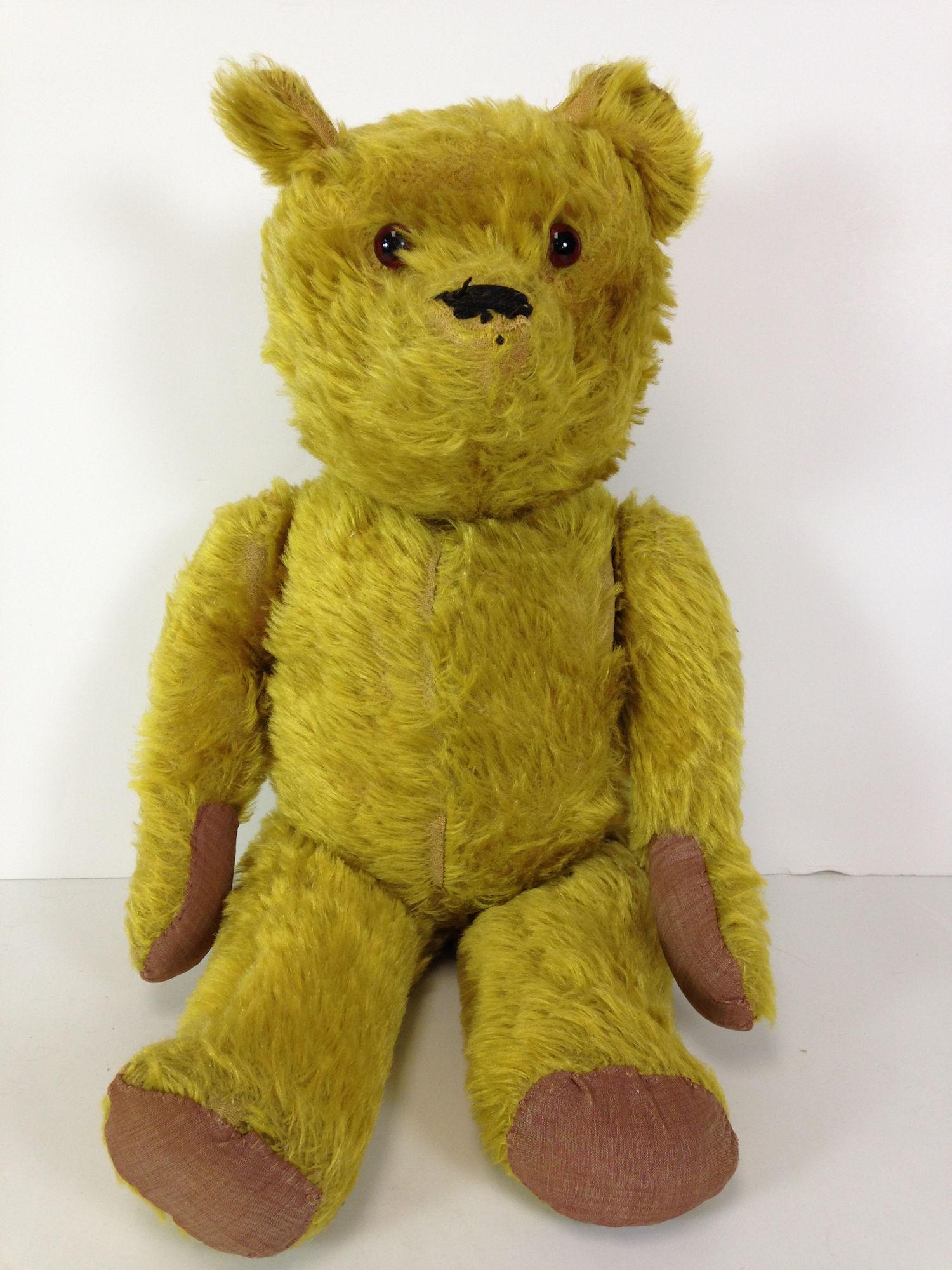 23" VINTAGE GOLD MOHAIR TEDDY BEAR. FULLY JOINTED, (1 of 7)