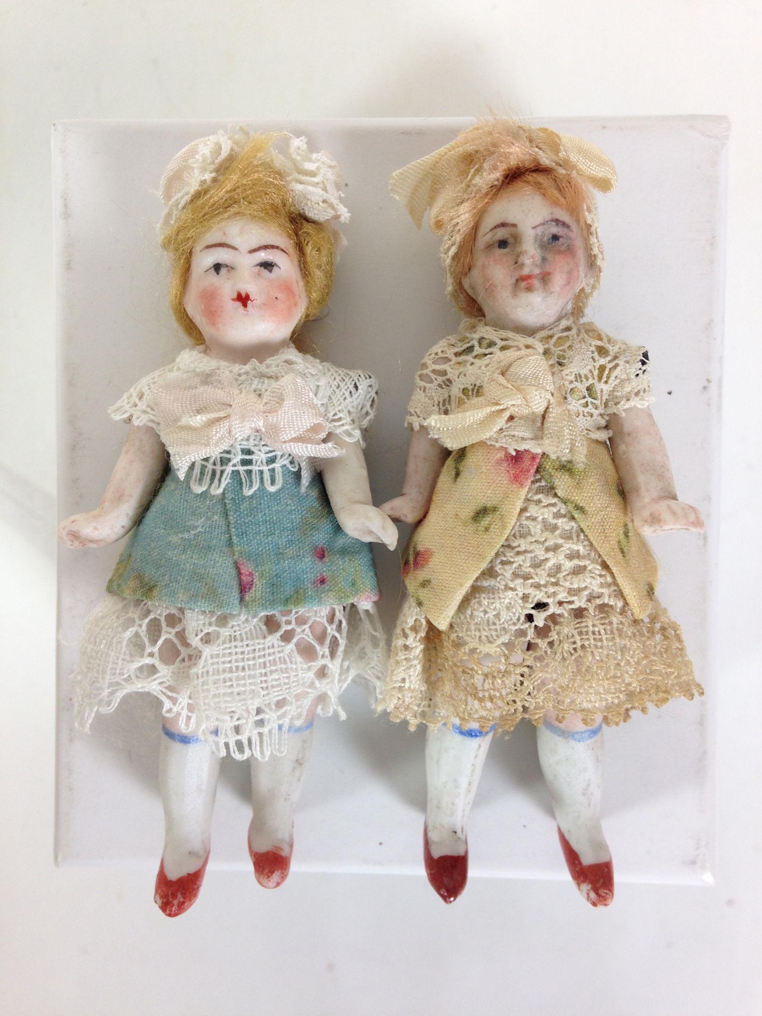 (2) MINIATURE ALL BISQUE DOLLS LIKELY GERMAN. (1 of 1)