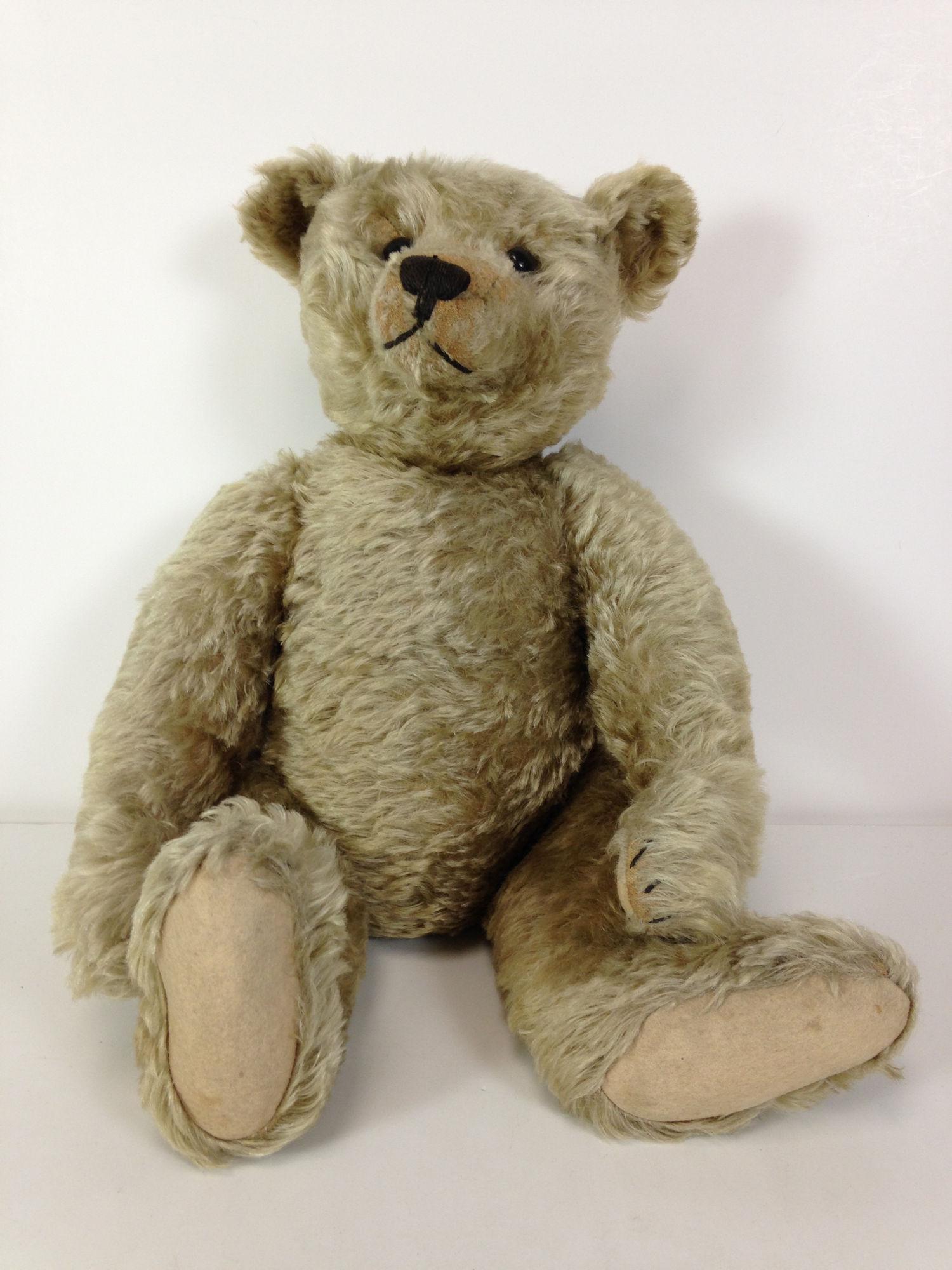 20" ANTIQUE STEIFF TEDDY BEAR. HONEY MOHAIR, APPLIED (1 of 3)