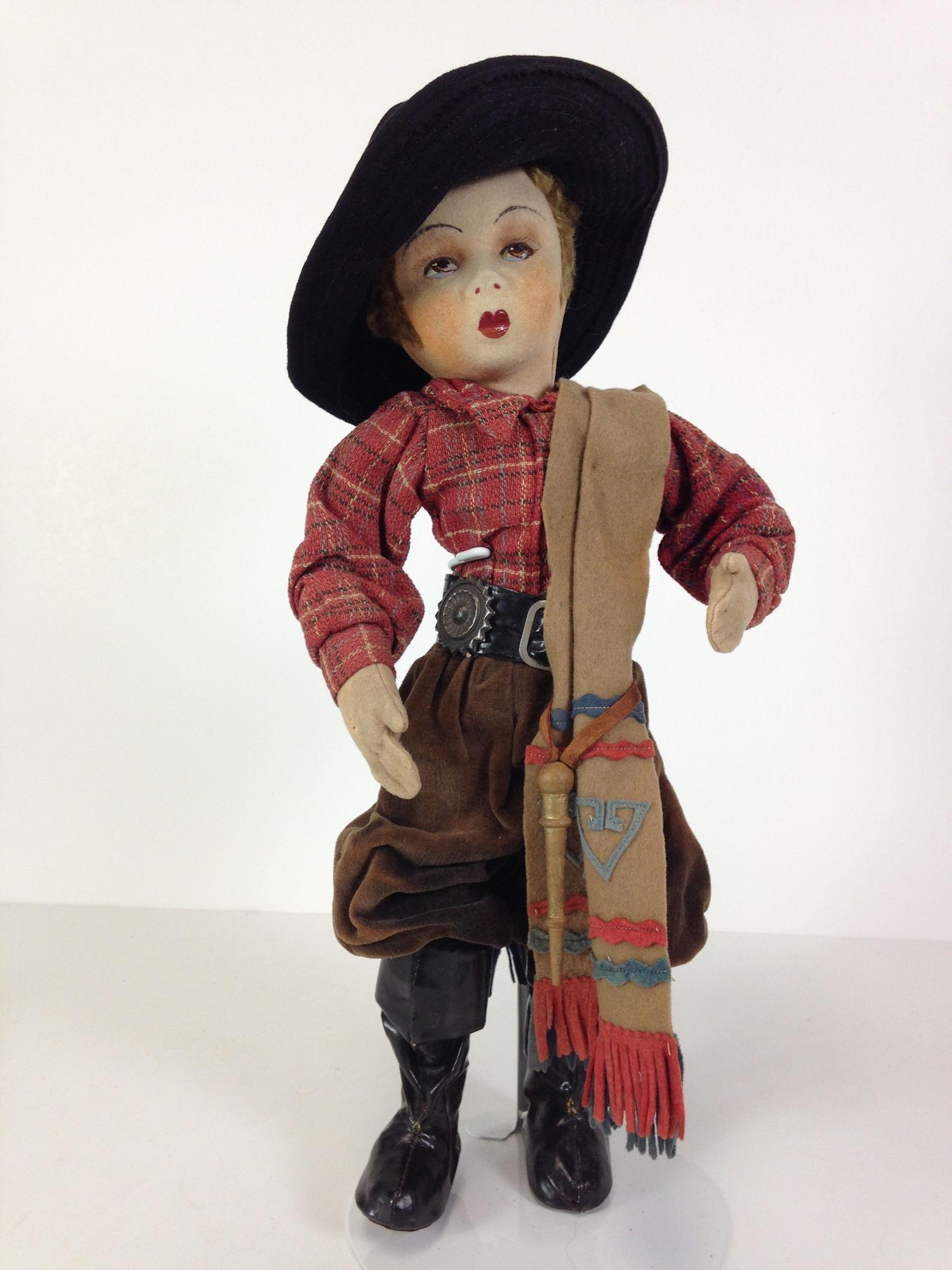17" (OVERALL) LENCI-TYPE FELT CLOTH DOLL DRESSED AS A (1 of 3)