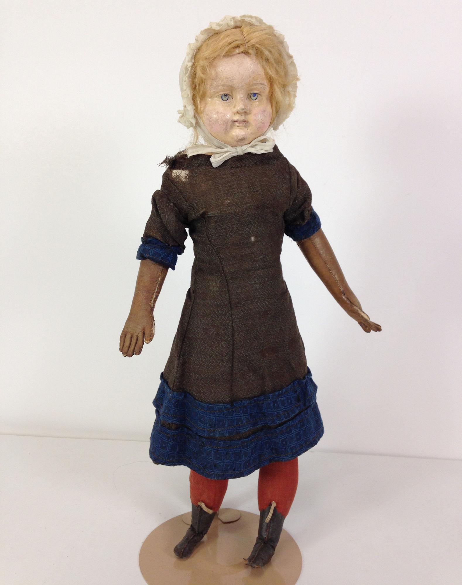 18" ANTIQUE PAPIER MÃ‚CHÃ‰ SHOULDER HEAD DOLL.  MOHAIR (1 of 5)