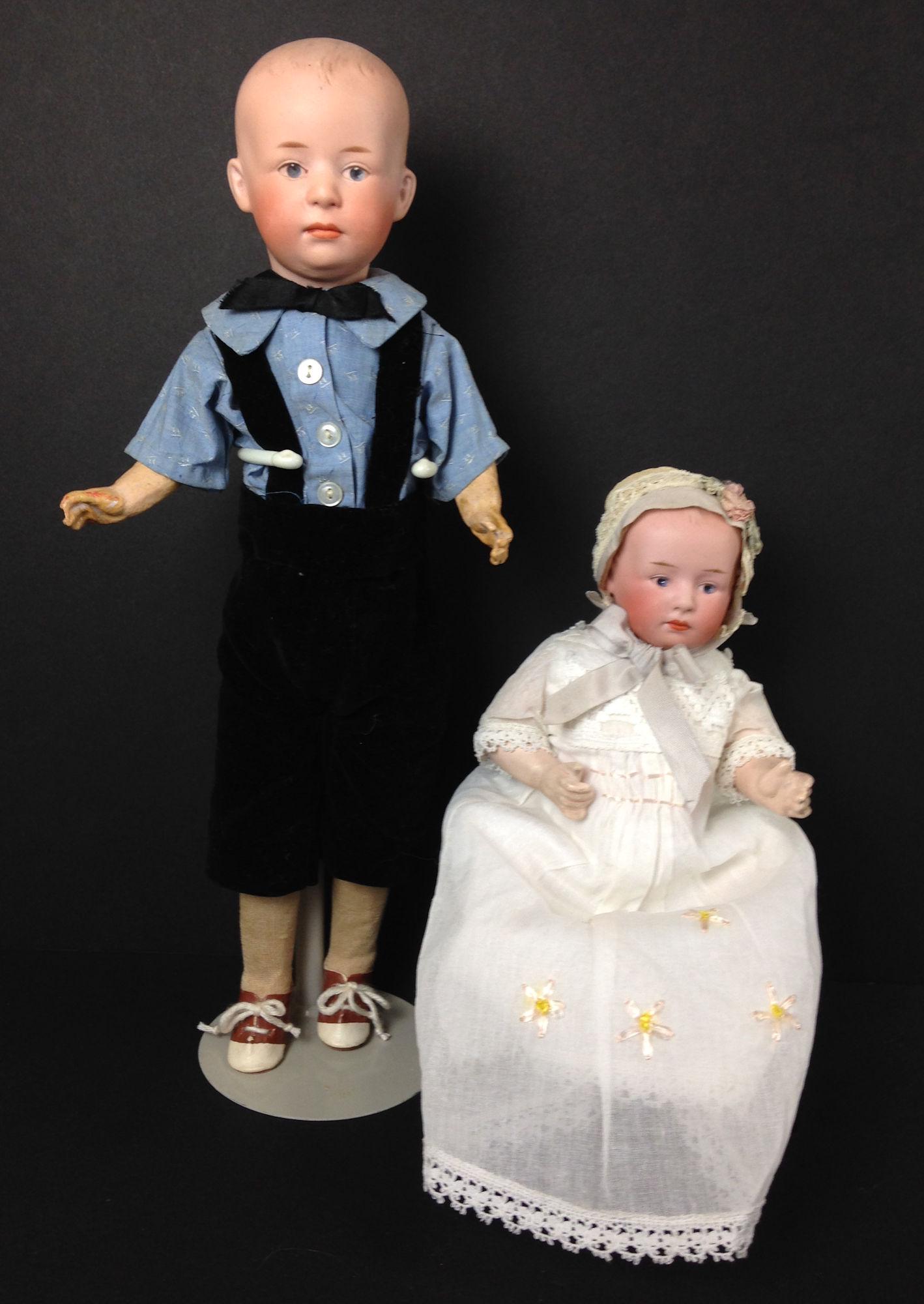 (2) GBR. HEUBACH BISQUE SOCKET HEAD POUTIES WITH MOLDED (1 of 5)