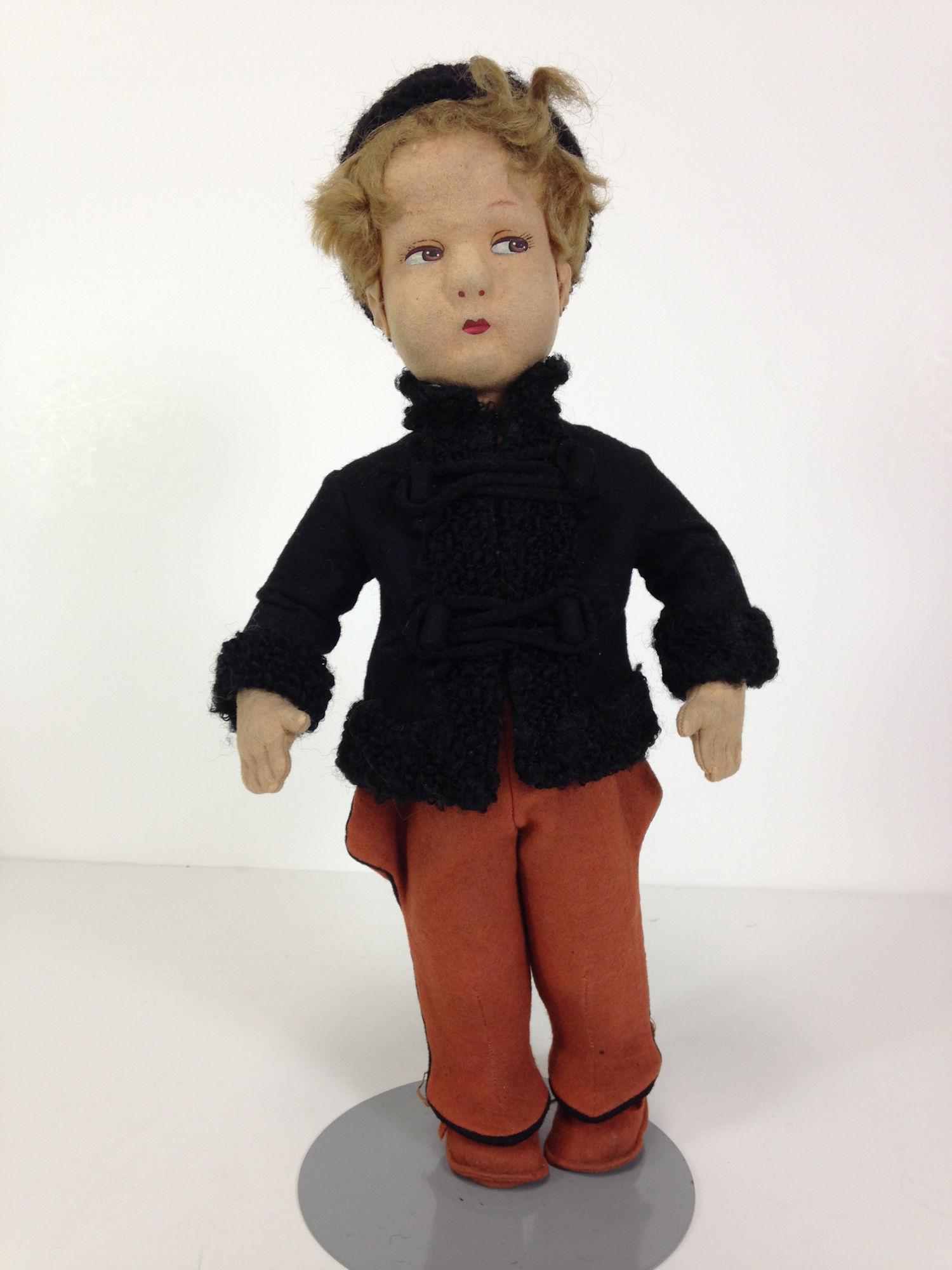 16" LENCI-TYPE FELT CLOTH DOLL.  SOCKET HEAD, MOHAIR (1 of 8)