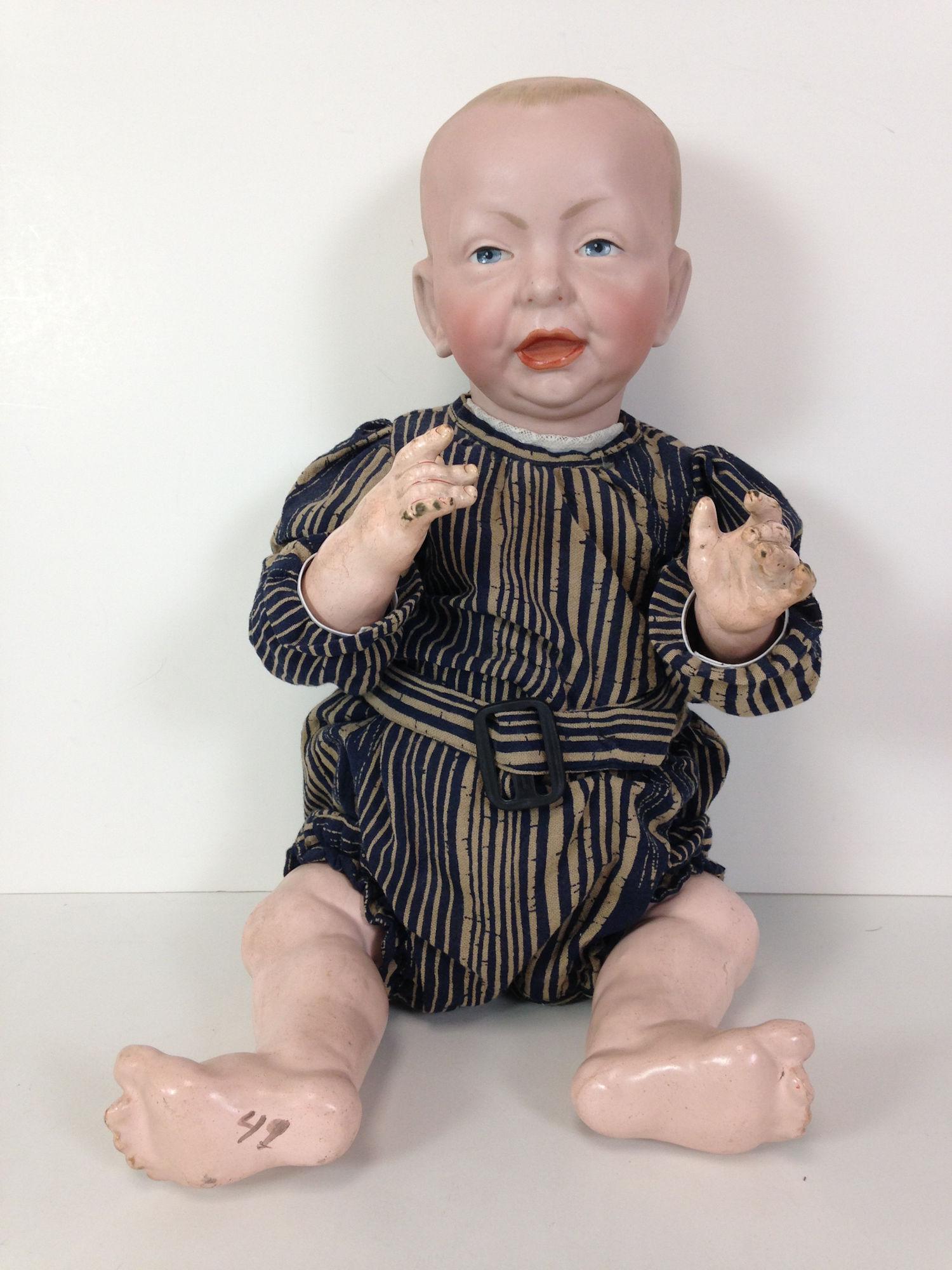 19" K&R 100 BISQUE SOCKET HEAD CHARACTER BABY.  SOLID (1 of 3)