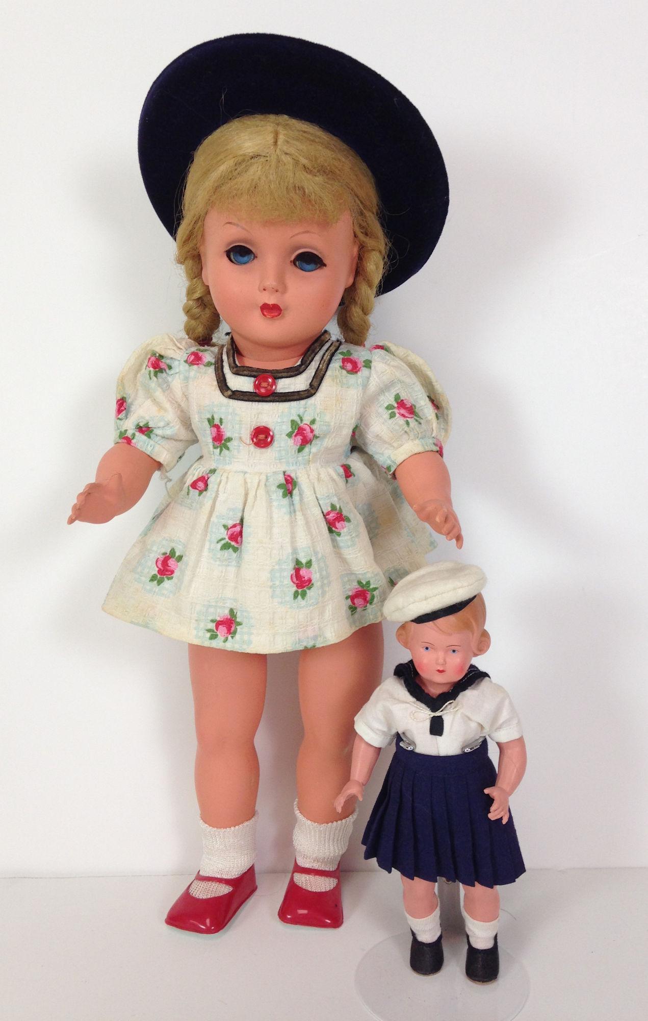 (2) VINTAGE ALL CELLULOID DOLLS INCLUDING 14Â½" WITH (1 of 1)