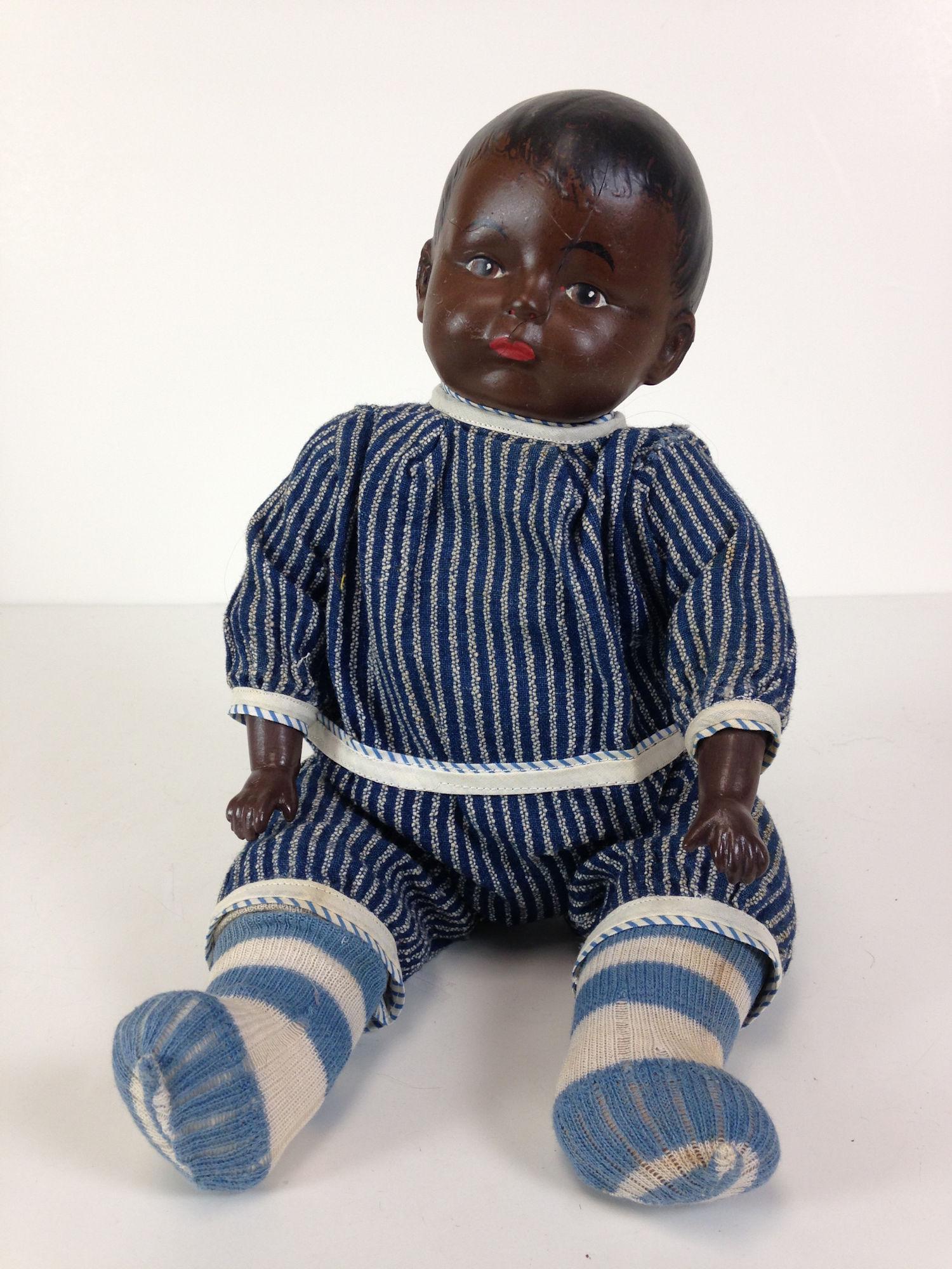 15" VINTAGE HORSMAN COMPOSITION BLACK BABY.  FLANGE (1 of 3)