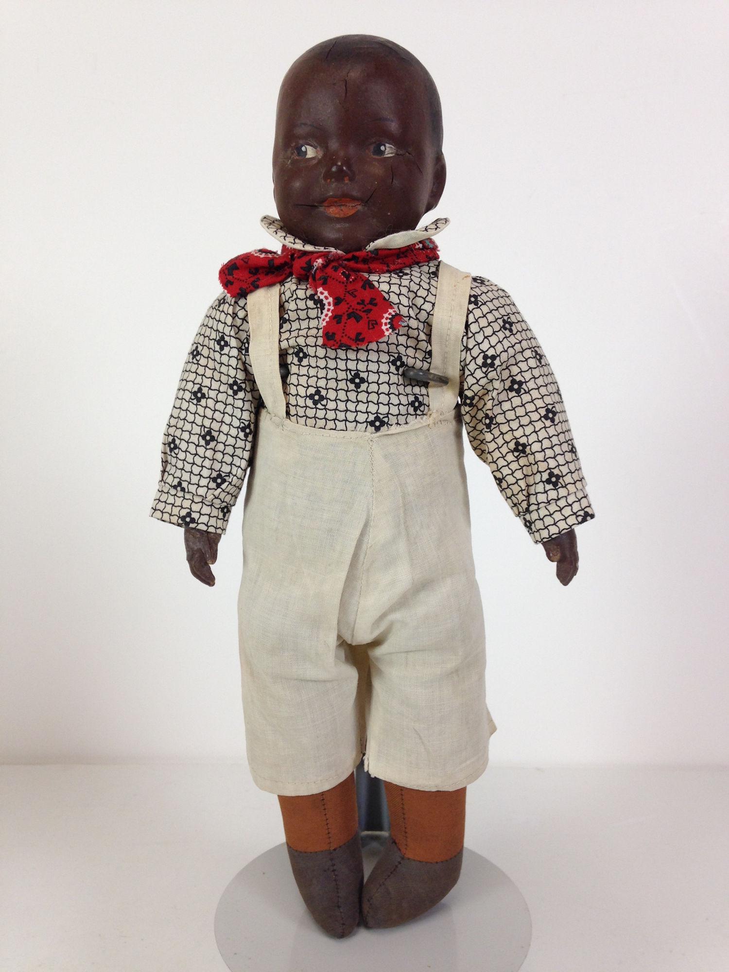 12" UNMARKED BISQUE SOLID DOME HEAD BLACK CHILD. (1 of 4)