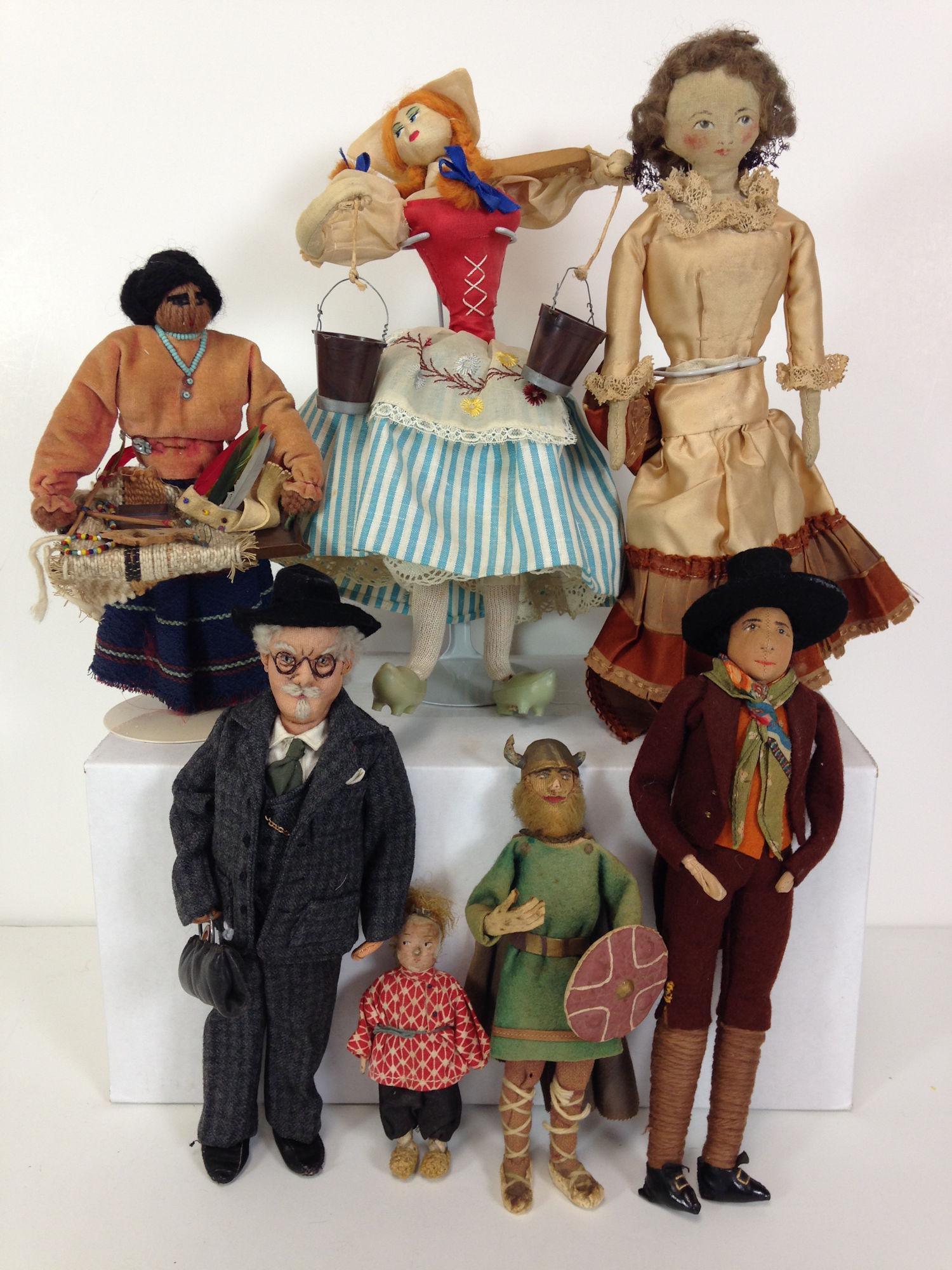 (7) VINTAGE CLOTH DOLLS INCLUDING RUSSIAN CHILD DOLL, (1 of 3)