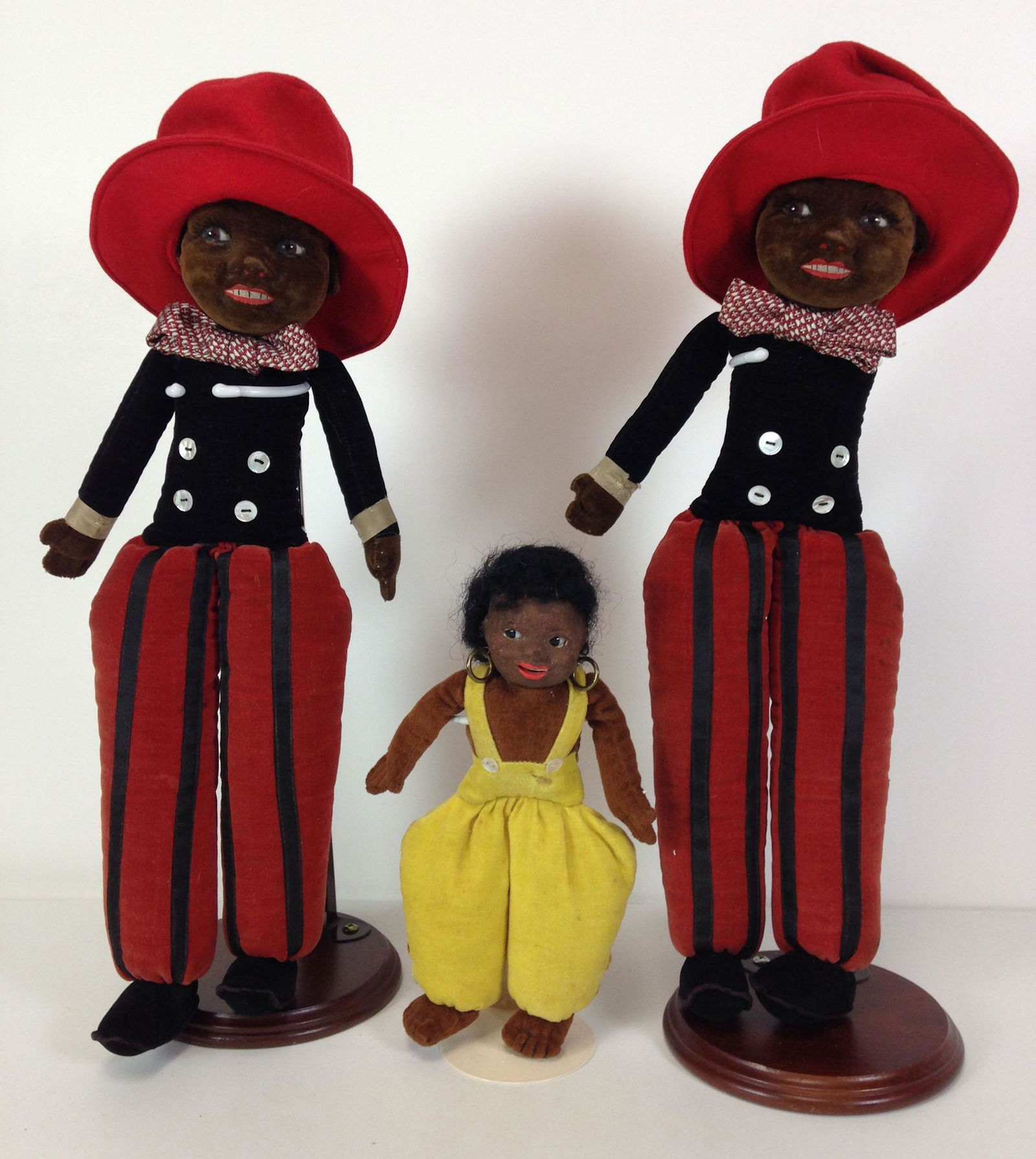 (3) BLACK DOLLS BY NORAH WELLINGS WITH GLASS EYES.  (2) (1 of 3)