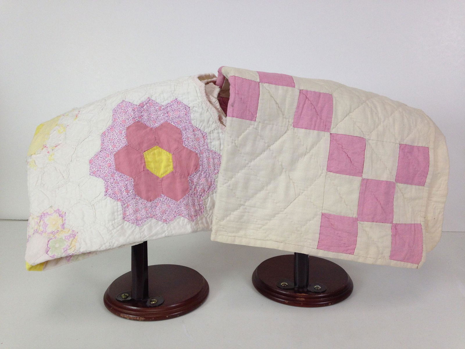 (2) DOLL/CHILD SIZE QUILTS. INCLUDES PINK AND WHITE (1 of 2)