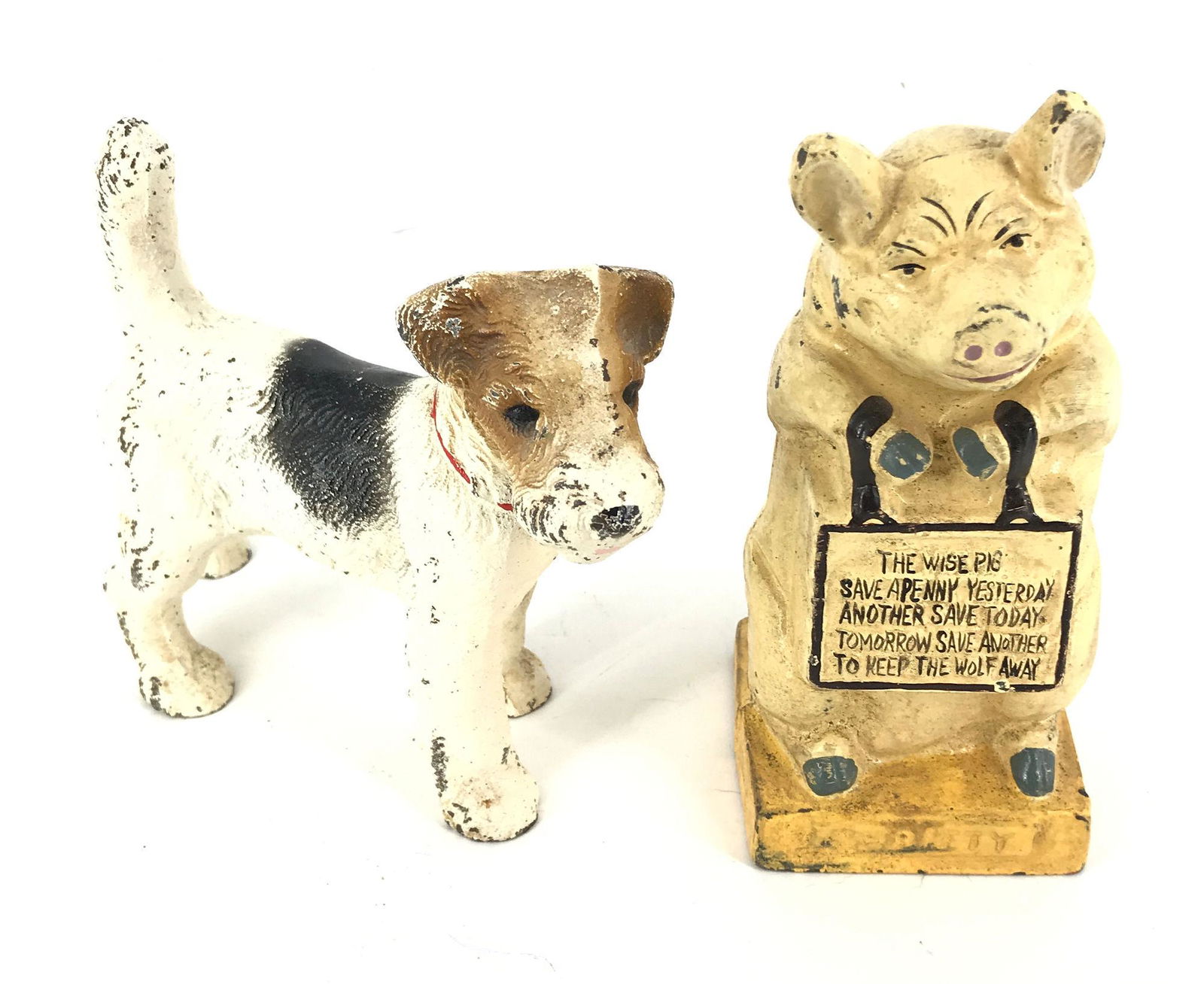 BOX LOT OF 2 CAST IRON DOOR STOPS INCLUDING PIG WITH (1 of 1)