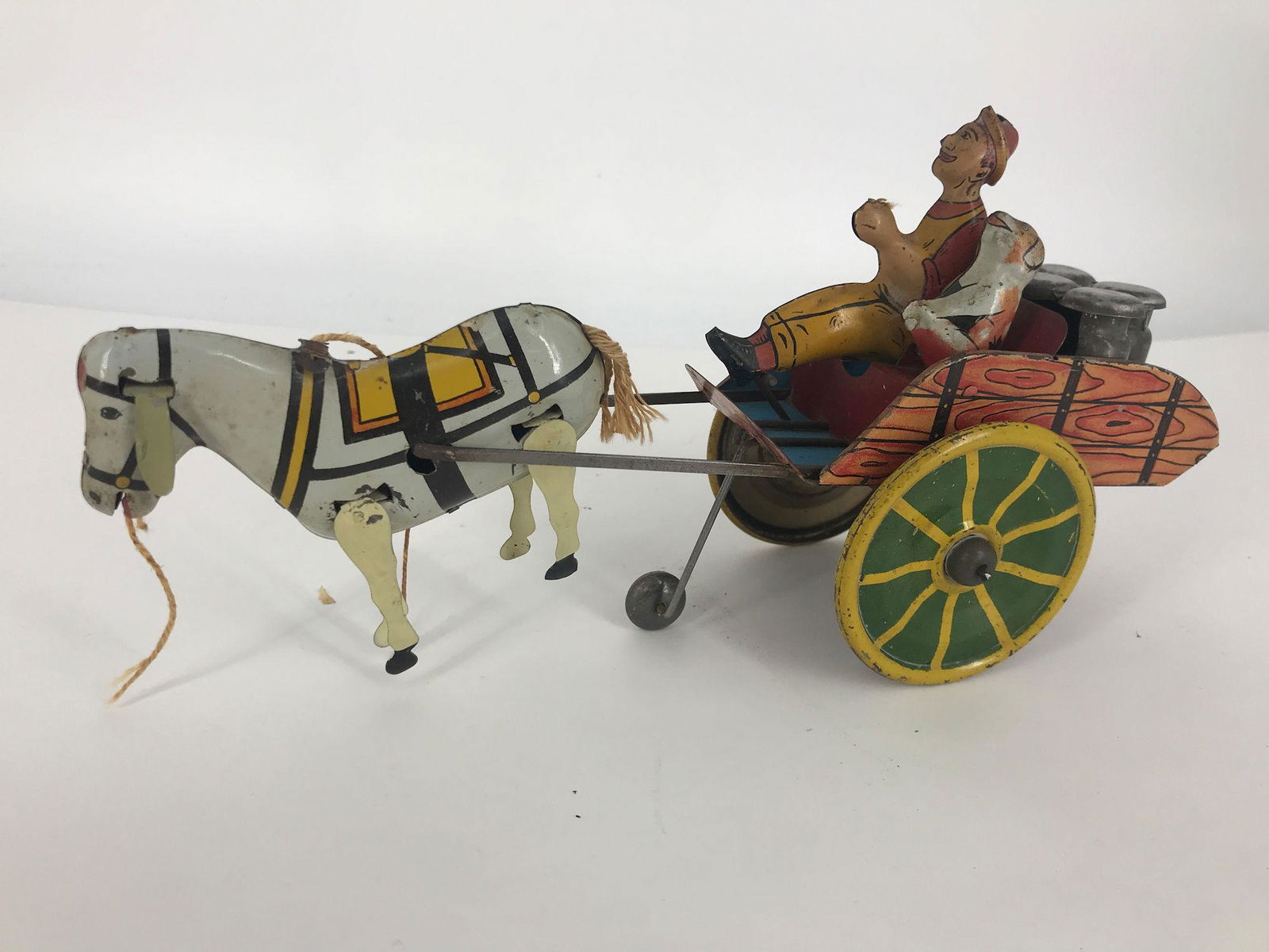 LOUIS MARX VINTAGE TIN WIND-UP TOY HEE HAW CART WITH (1 of 1)