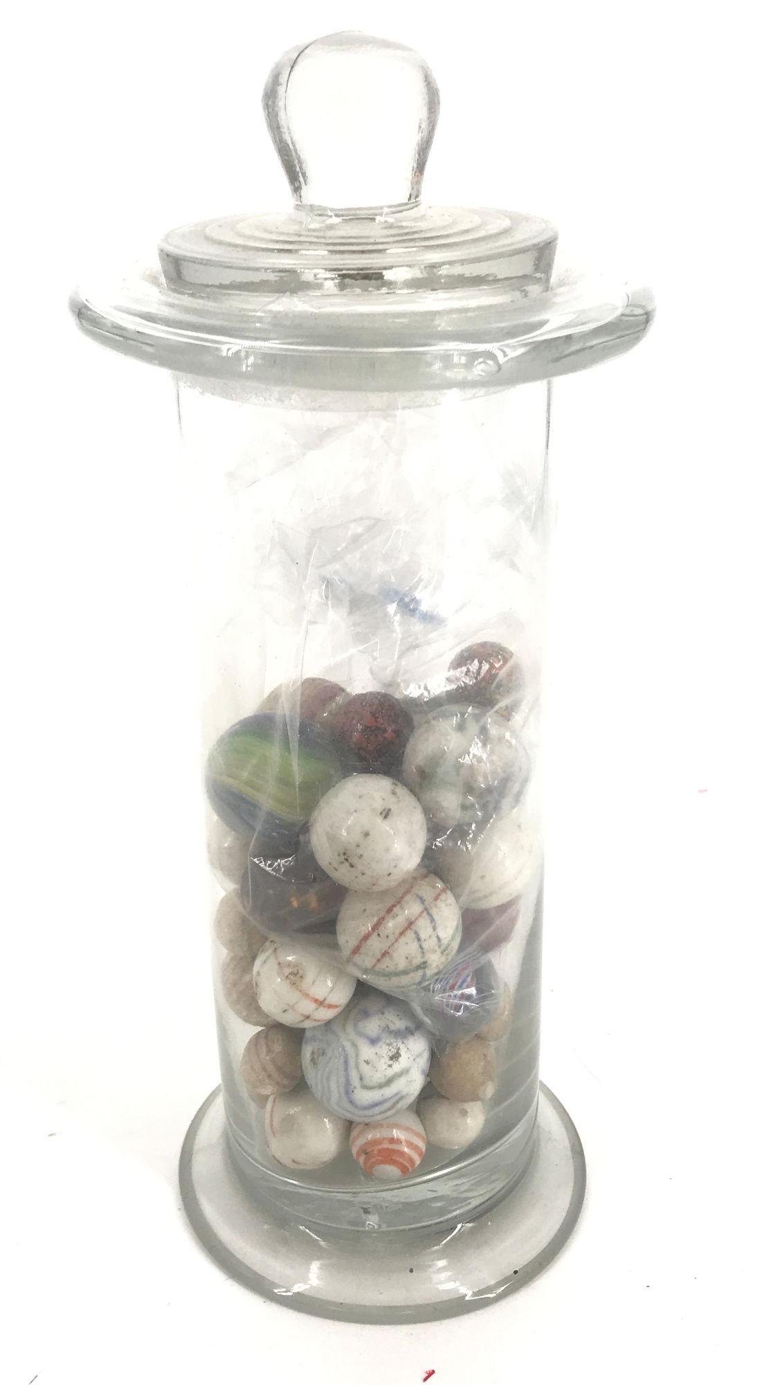 APOTHECARY JAR HANDMADE MARBLES, CLAY. (1 of 1)