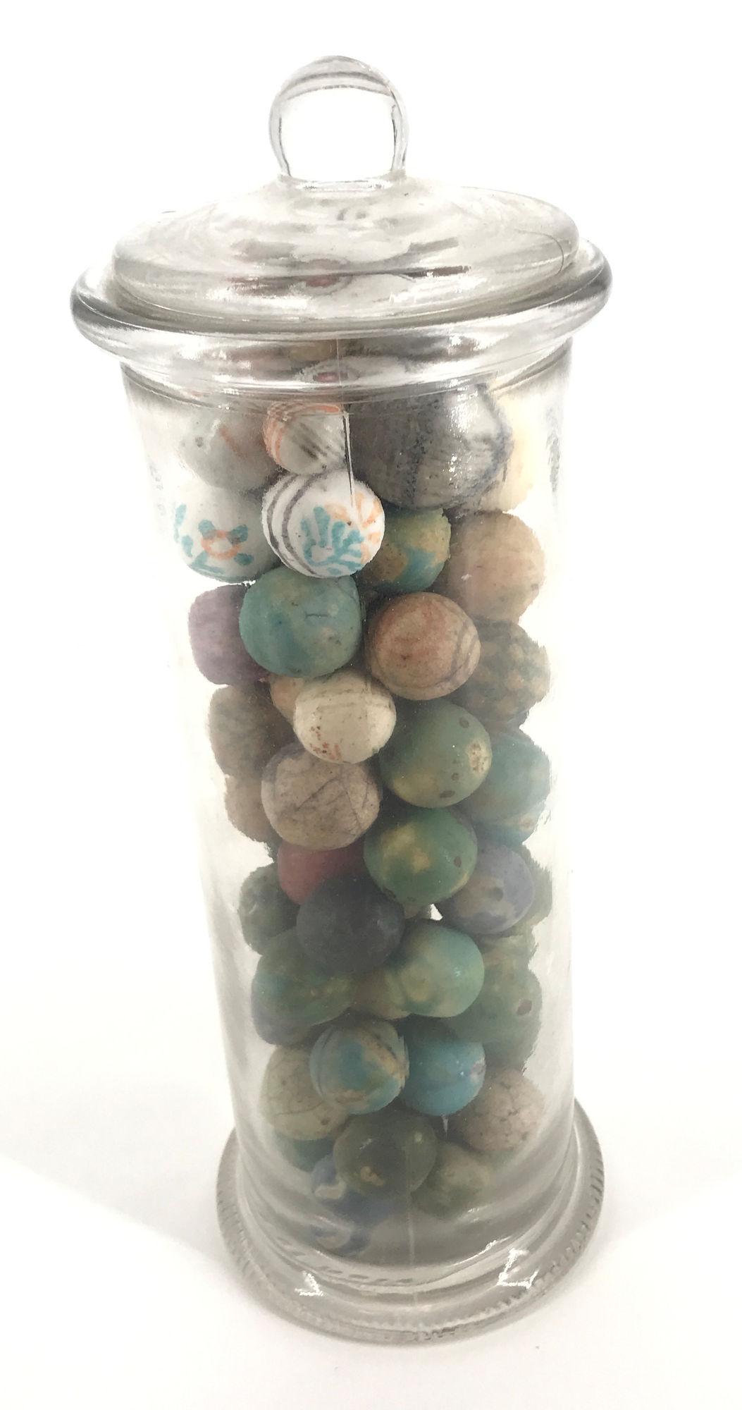APOTHECARY JAR HANDMADE MARBLES, MOSTLY CLAY. (1 of 1)