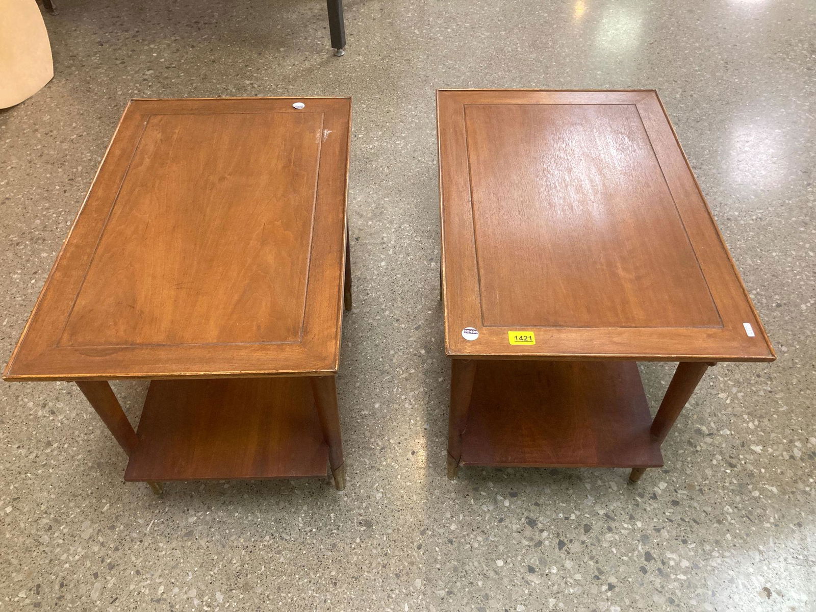 PAIR OF MID-CENTURY LANE MAHOGANY 2 TIER END TABLES (1 of 1)