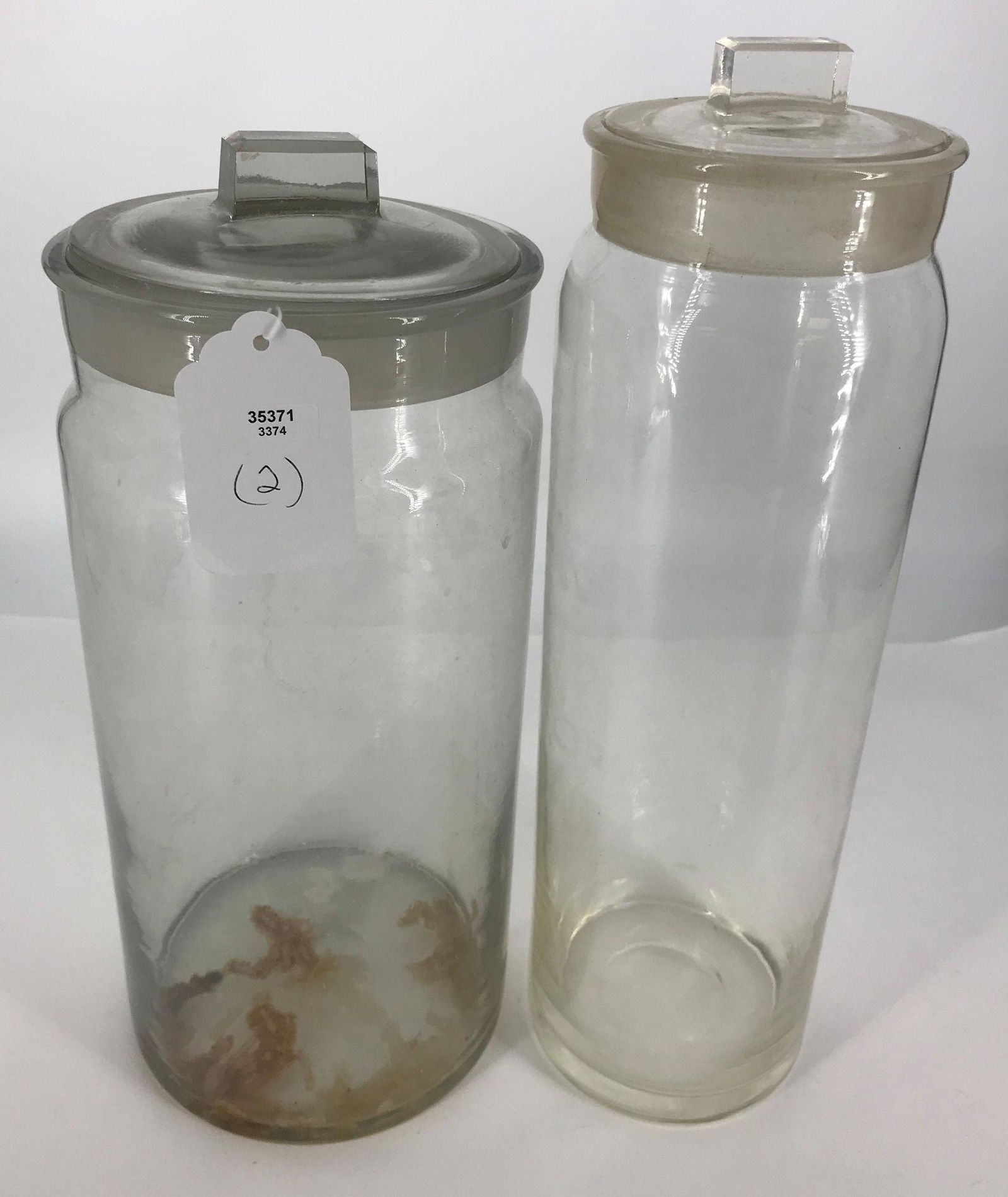 BOX LOT 2 GLASS JARS WITH LIDS13.5" & 15" (1 of 2)