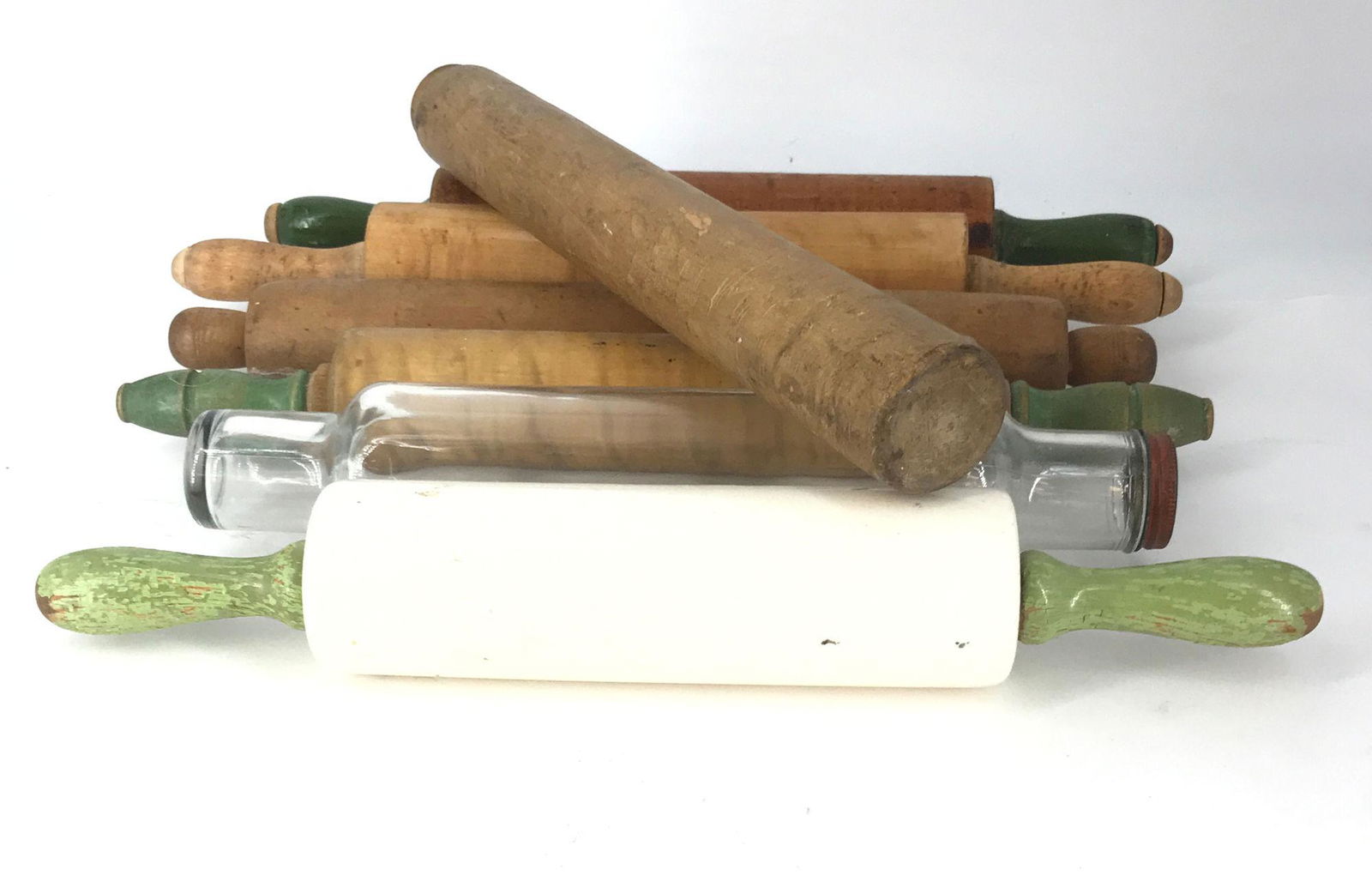 BOX LOT 7 ROLLING PINS INCLUDING WHITE CERAMIC 17" (1 of 1)