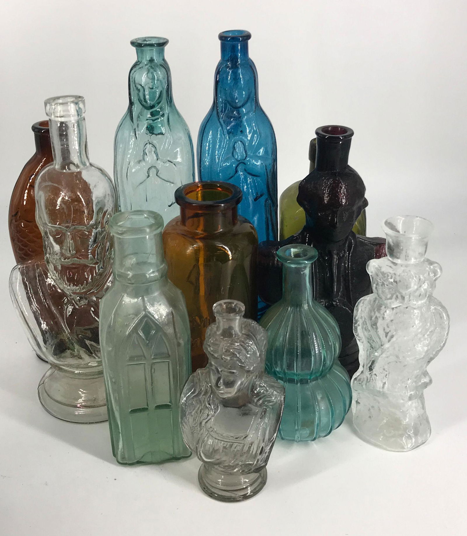 BOX LOT BOTTLES INCLUDING 13" VIRGIN MARY (1 of 1)