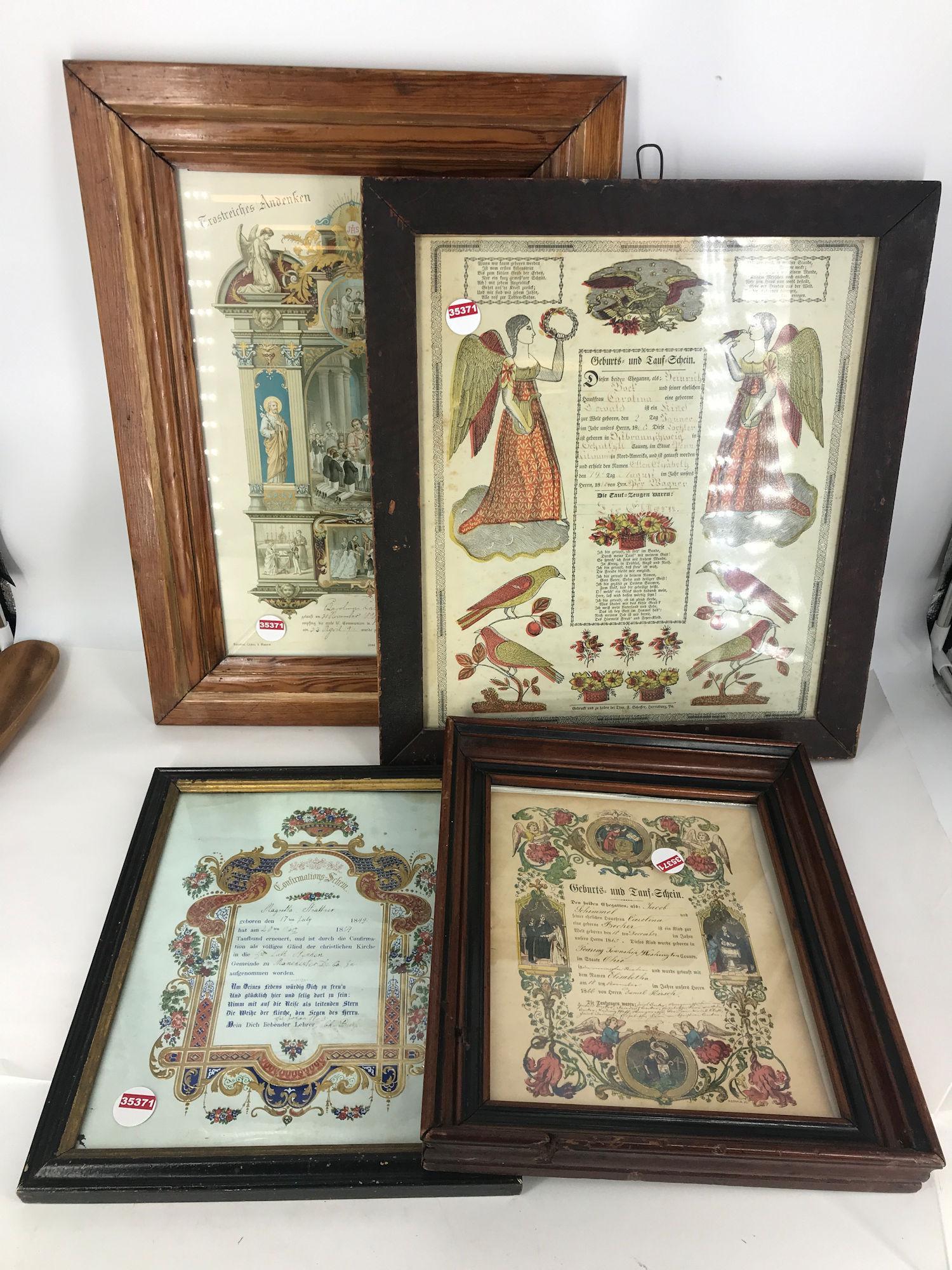 BOX LOT FRAMED FOREIGN BIRTH CERTIFICATES AND (1 of 2)