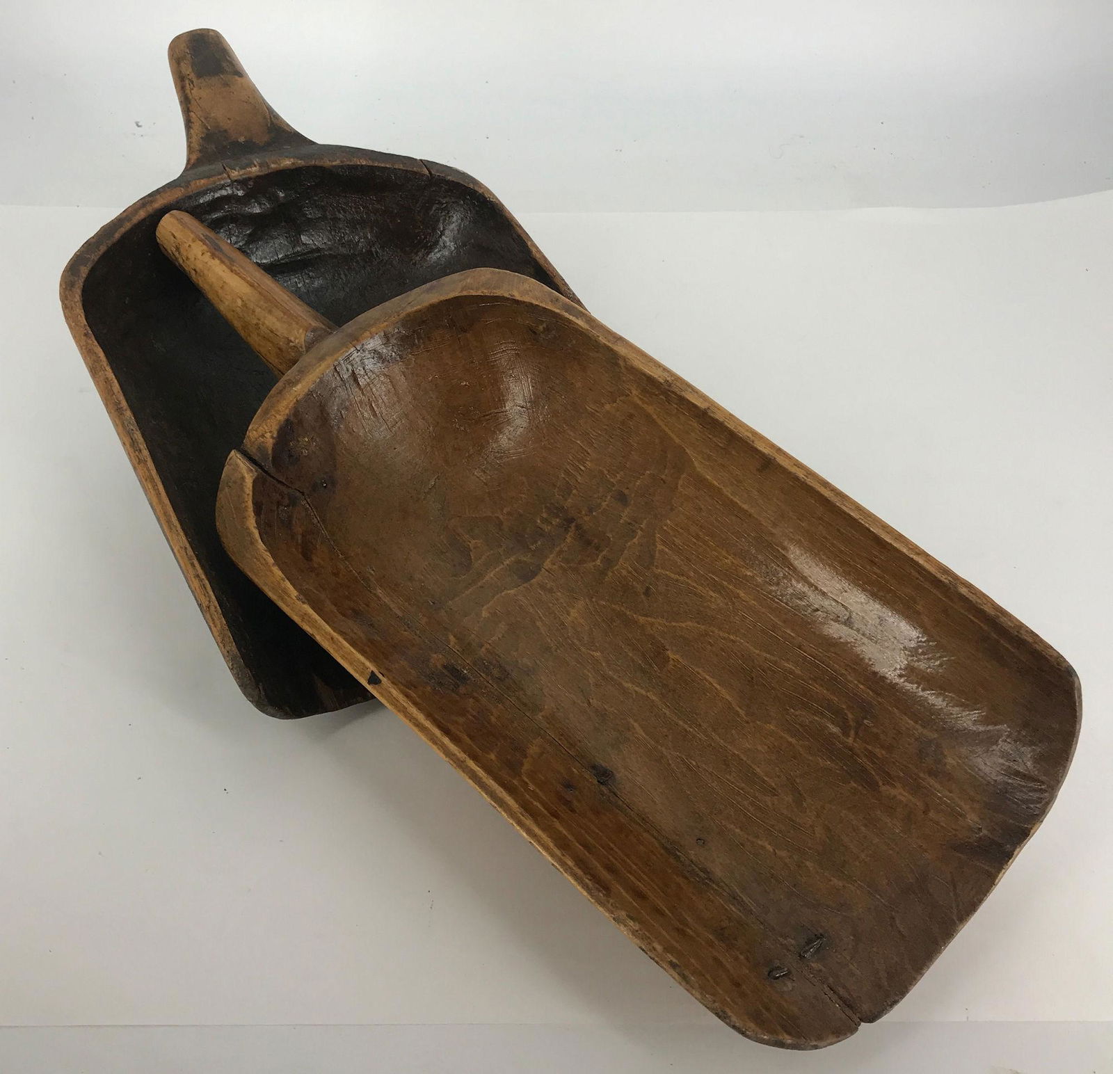 BOX LOT VINTAGE HAND CARVED WOODEN SCOOPS, THE LARGEST (1 of 1)