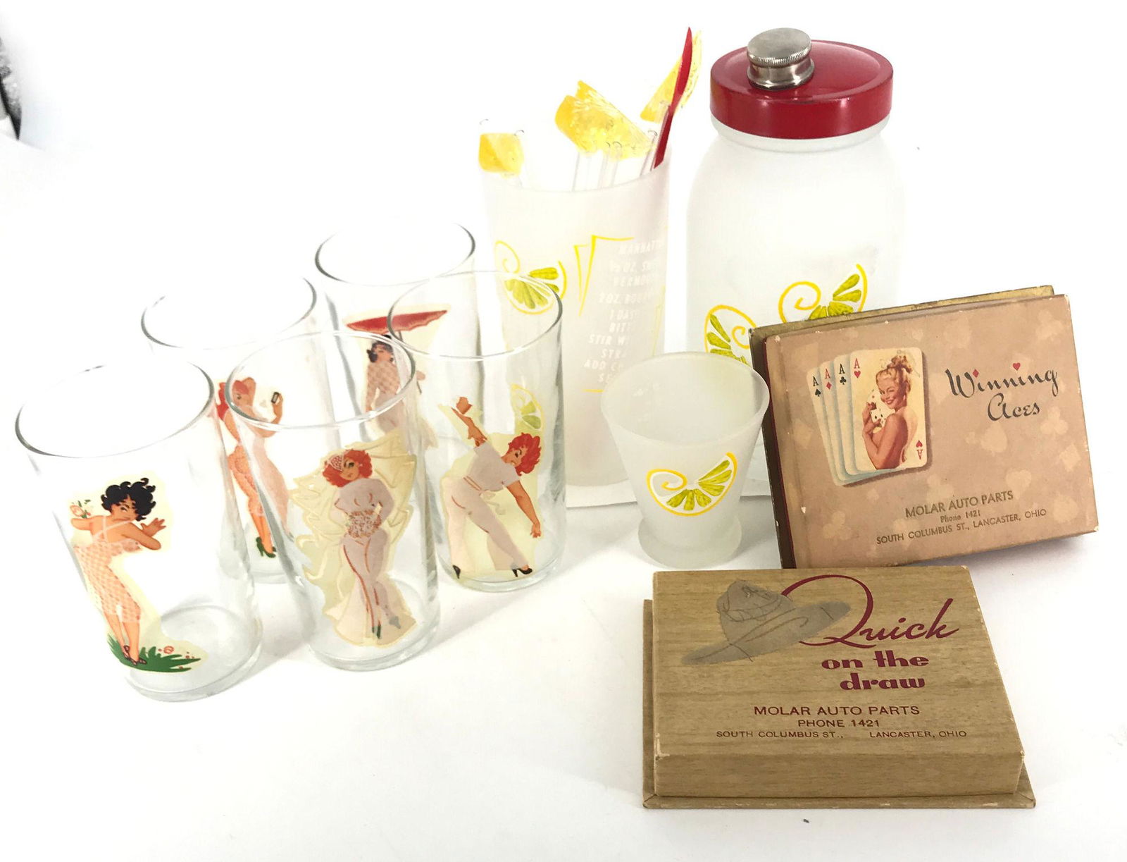 MID-CENTURY COCKTAIL SET,  VINTAGE 1950'S SET OF 5 PEEK (1 of 1)