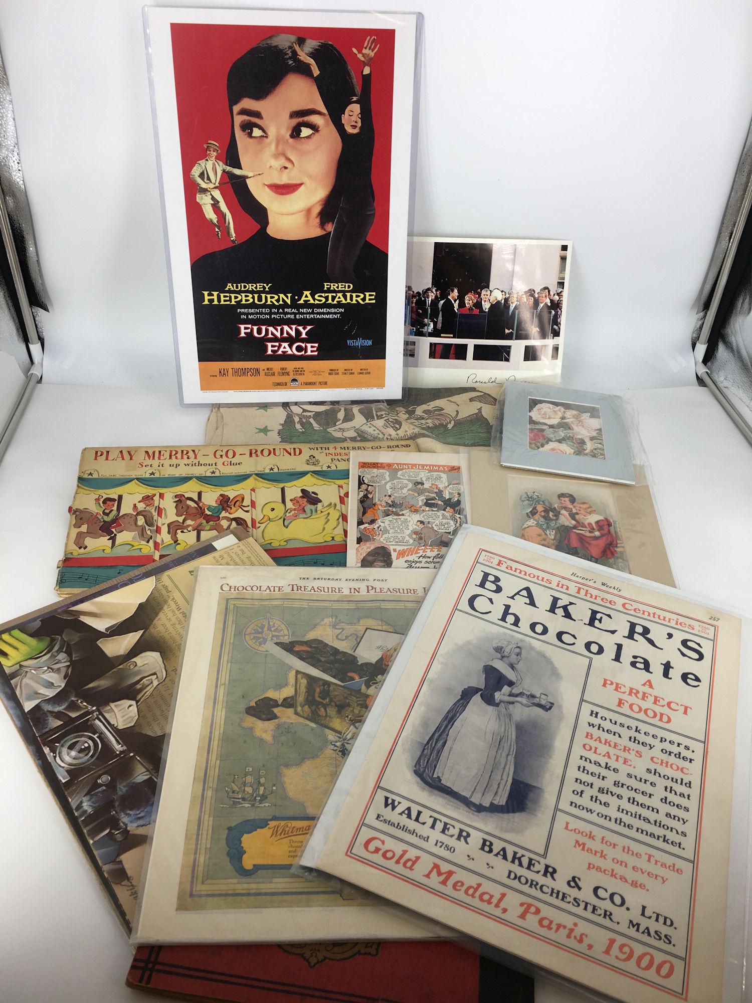 BOX LOT VINTAGE EPHEMERA AND ADVERTISEMENTS, INCLUDING (1 of 1)